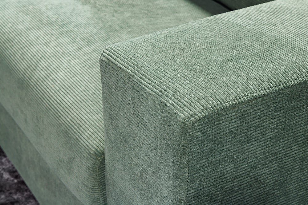 LebensWohnArt Sofa Federkernpolsterung 220cm grün NICE Lounge-Sofa Cord