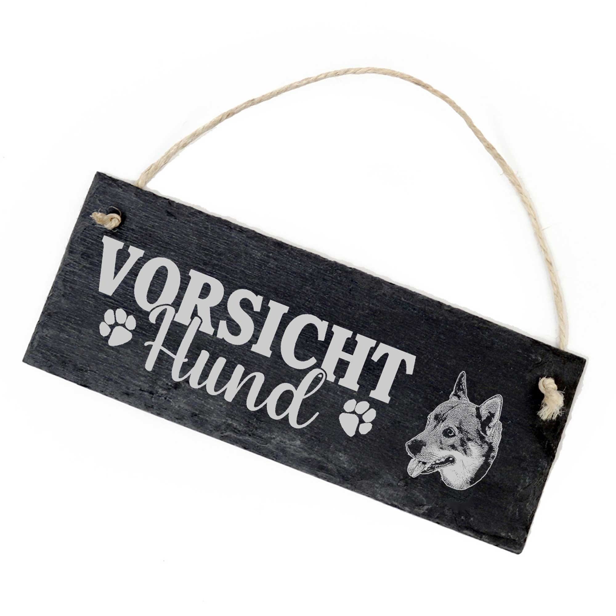 Dekolando Hängedekoration Vorsicht Hund Schwedischer Wallhund Schild 22x8cm