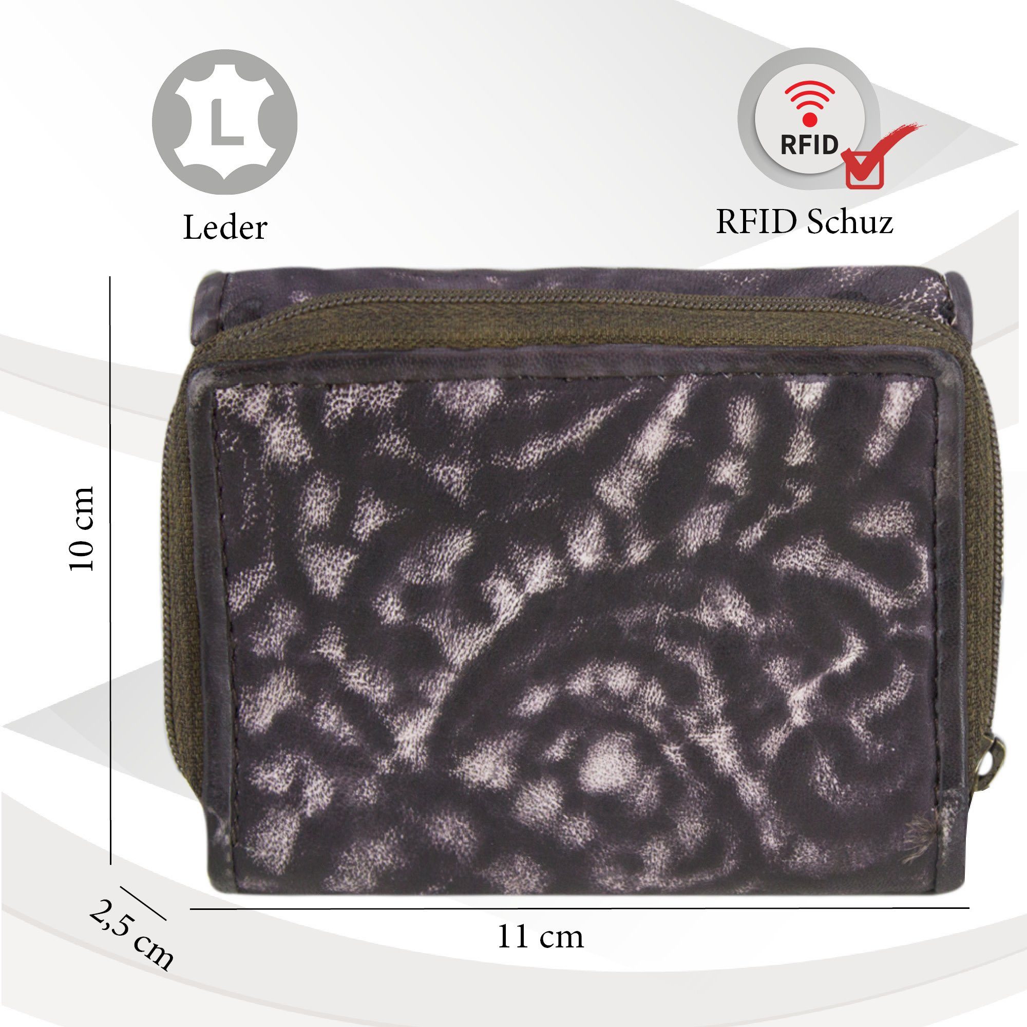 Geldbeutel echt Vintage mit Mini Portemonnaie zeitlos Vintage RFID-Schutz, Damen, Style, Kaffee Leder, Geldbörse Brieftasche Sunsa Leder
