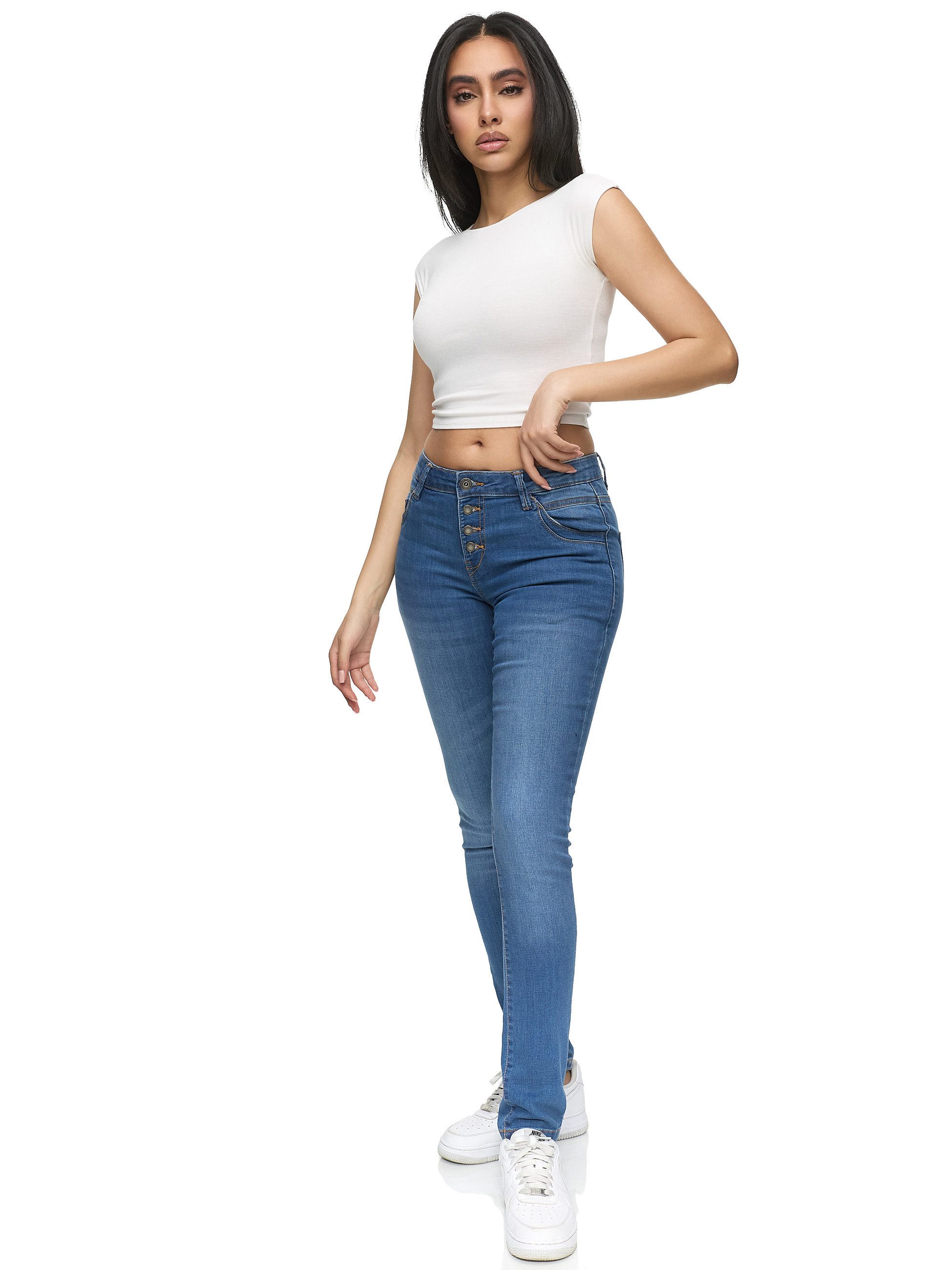 REPUBLIX Stretch-Jeans ISLA Damen Knopf Mid Waist Stretch Denim Jeans – Bild 5 von 5