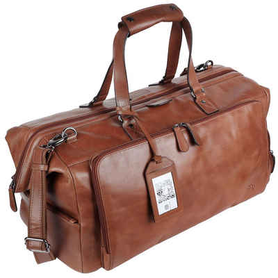 TUSC Reisetasche »Tarvos«, Premium Reisetasche aus Leder mit Laptopfach
