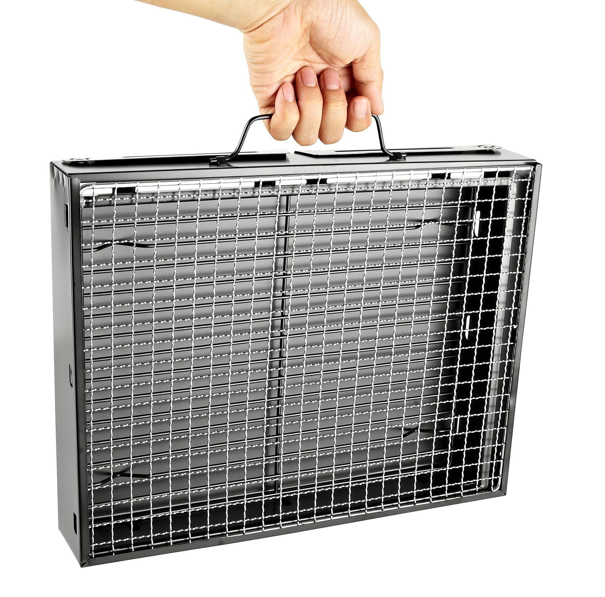 SunJas Holzkohlegrill CA-04A tragbarer BBQ Grill Campinggrill Mini grill Klappgrill, Tischgrill,Reisegrill, für 1‑3 Personen, Grillfläche 35 x 27 cm für Garten, – Bild 5 von 5
