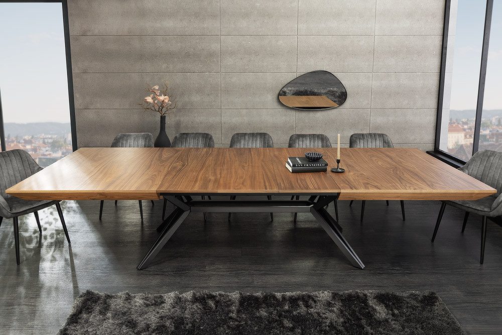 riess-ambiente Esstisch GIANT 200-320cm natur/schwarz-Walnuss, Metall, ausziehbar, 14 Personen (Einzelartikel, 1-St), verlängerbarer Konferenztisch - ideal für große Wohn- und Essbereiche