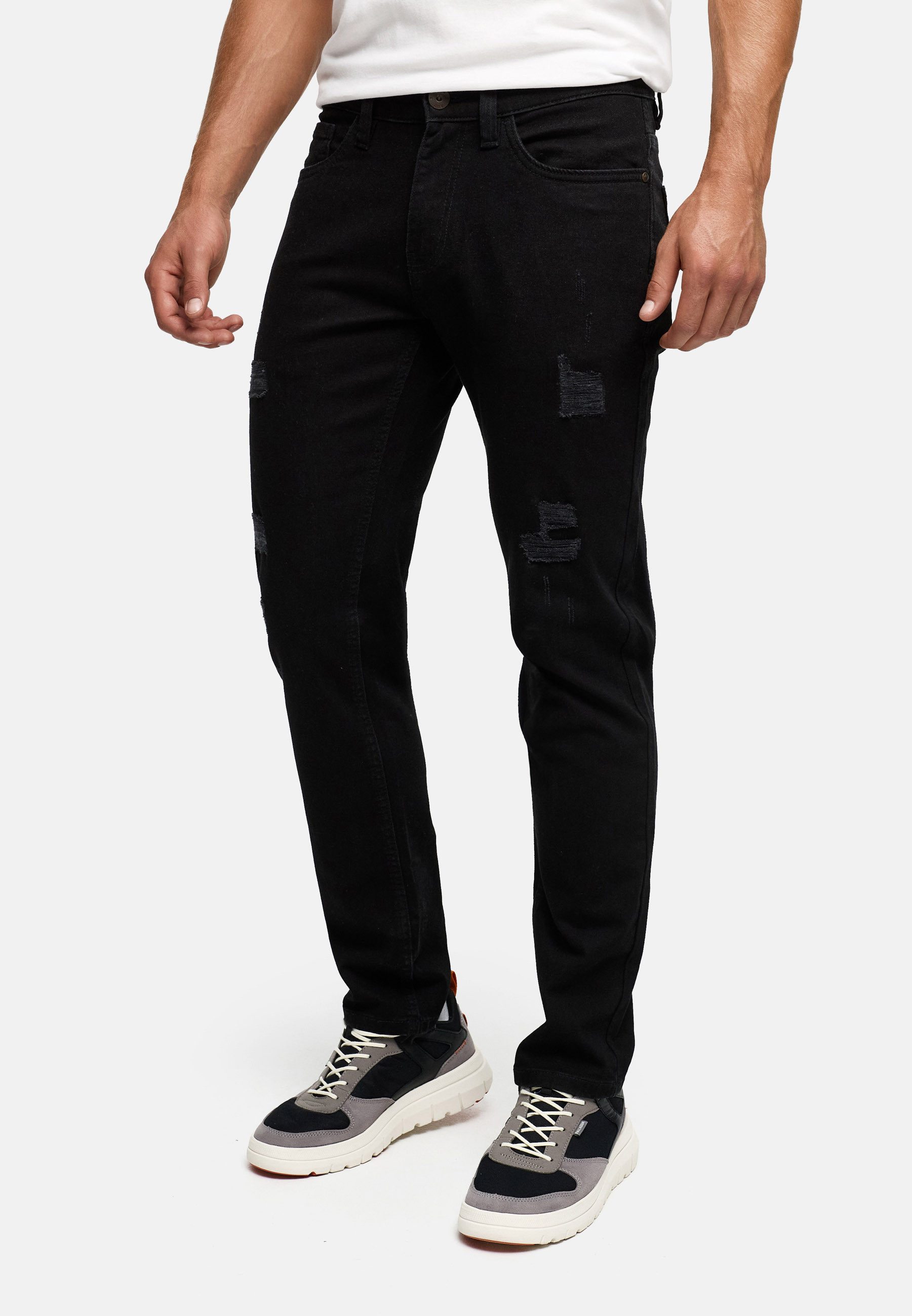 INDICODE Regular-fit-Jeans Herren INPlum Jeanshose Destroyed mit Stretch