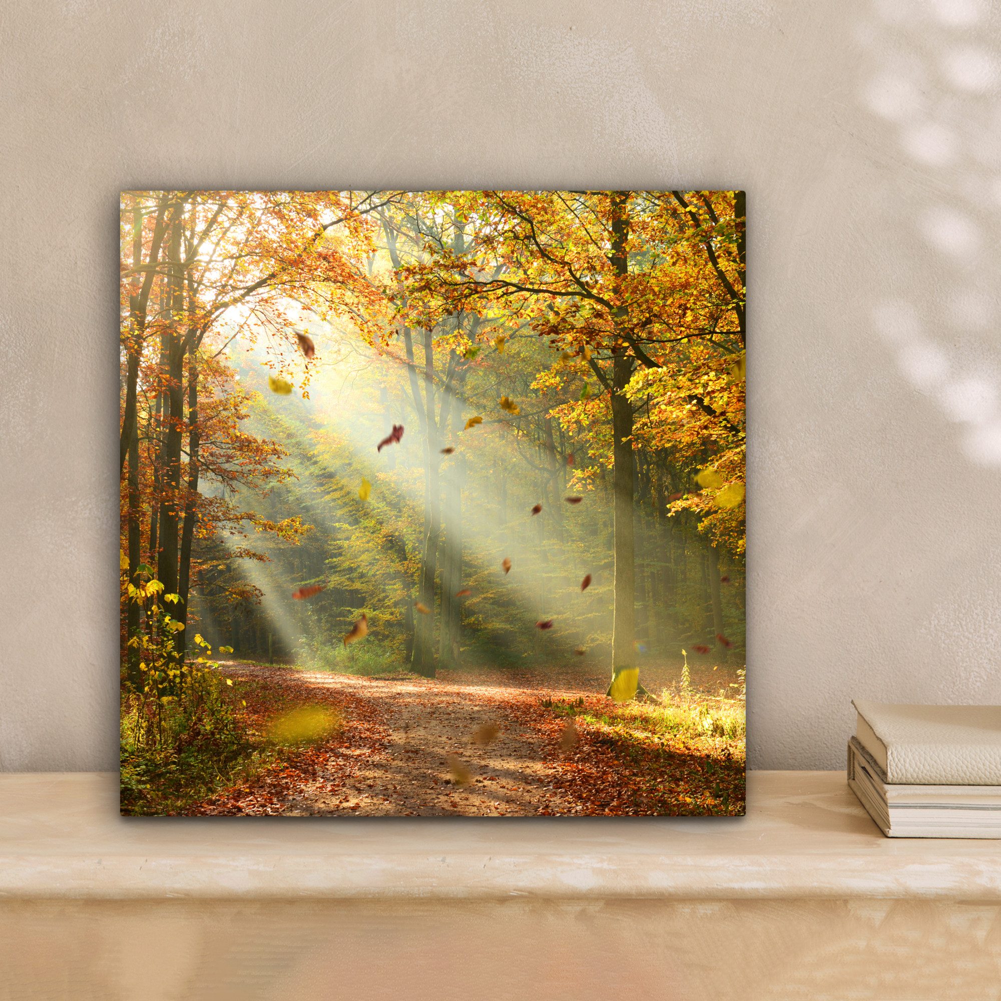 OneMillionCanvasses® Leinwandbild Wald - Bäume - Herbst - Sonne - Herbstblä günstig online kaufen