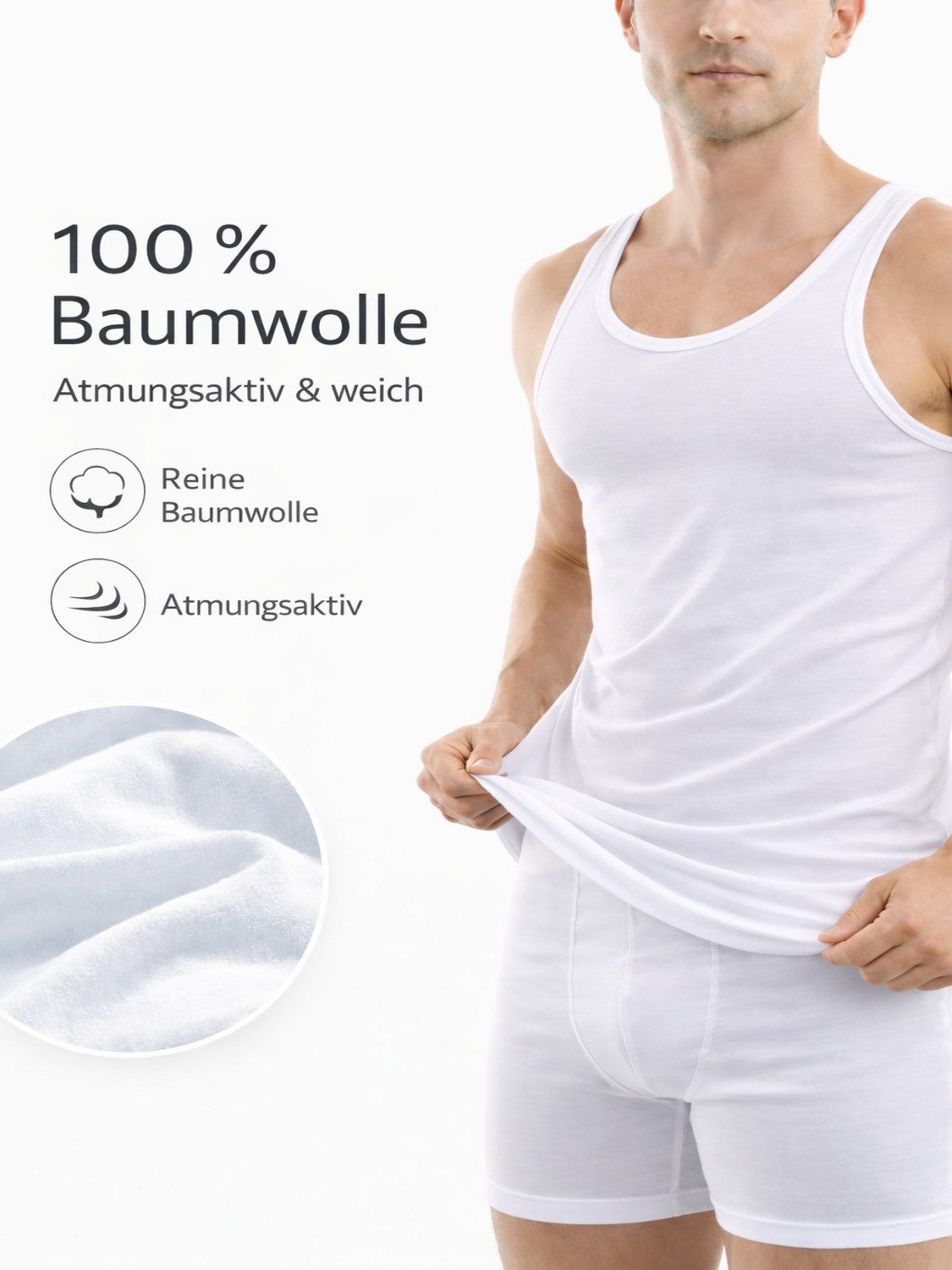 NERS Unterhemd (4er Pack) 100% Baumwolle für Herren Feinripp Tank Top, in G günstig online kaufen