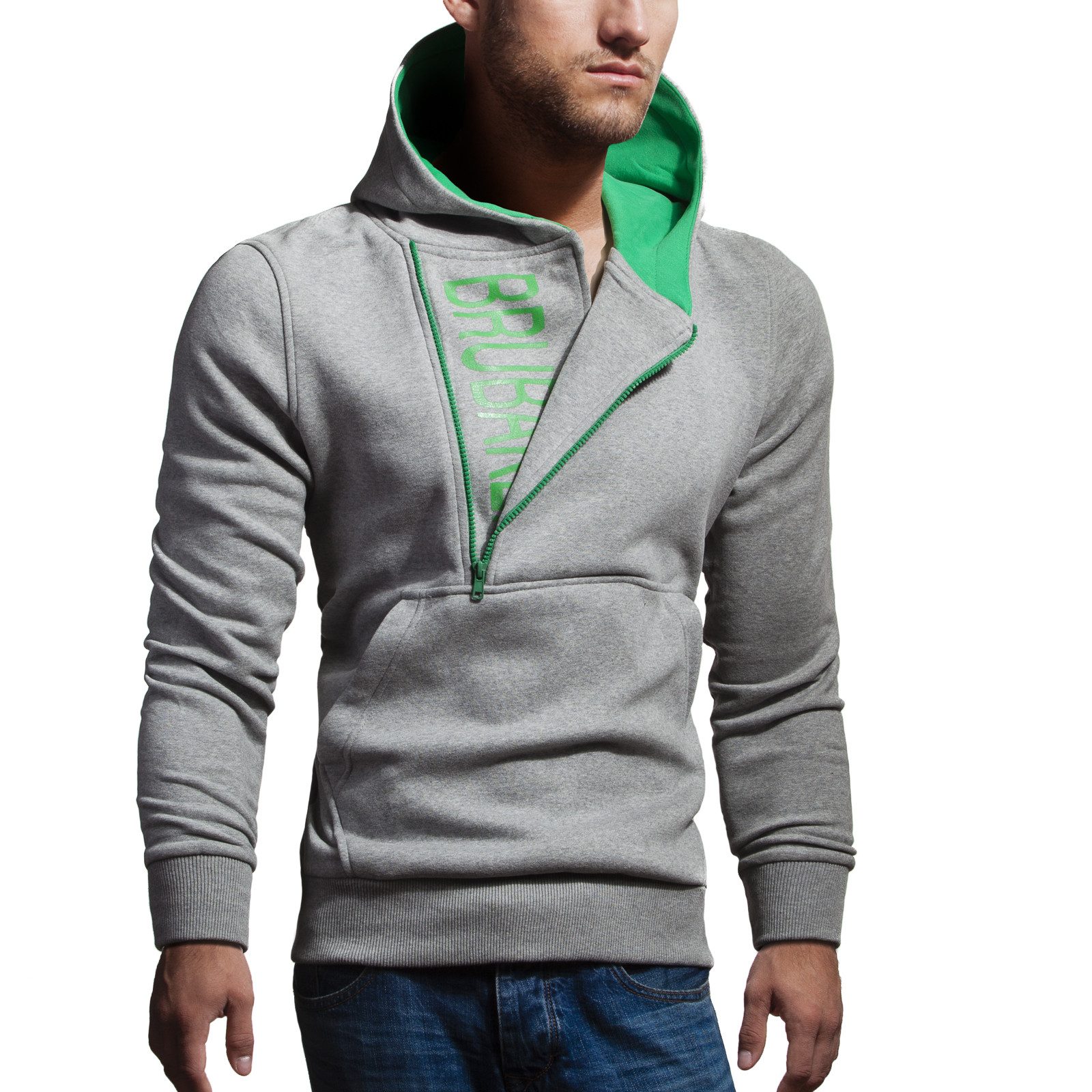 BRUBAKER Sweatshirt Herren Label Kapuzensweatshirt (1-tlg) günstig online kaufen