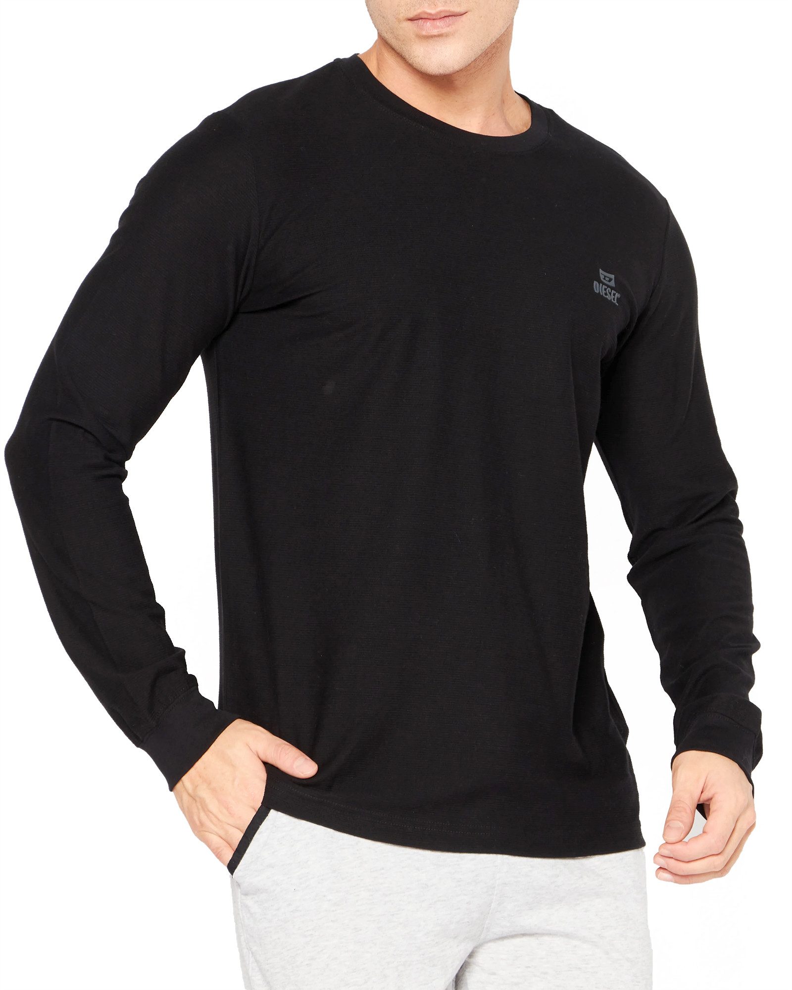 Diesel Rundhalsshirt Langarm Regular Fit Schwarz günstig online kaufen