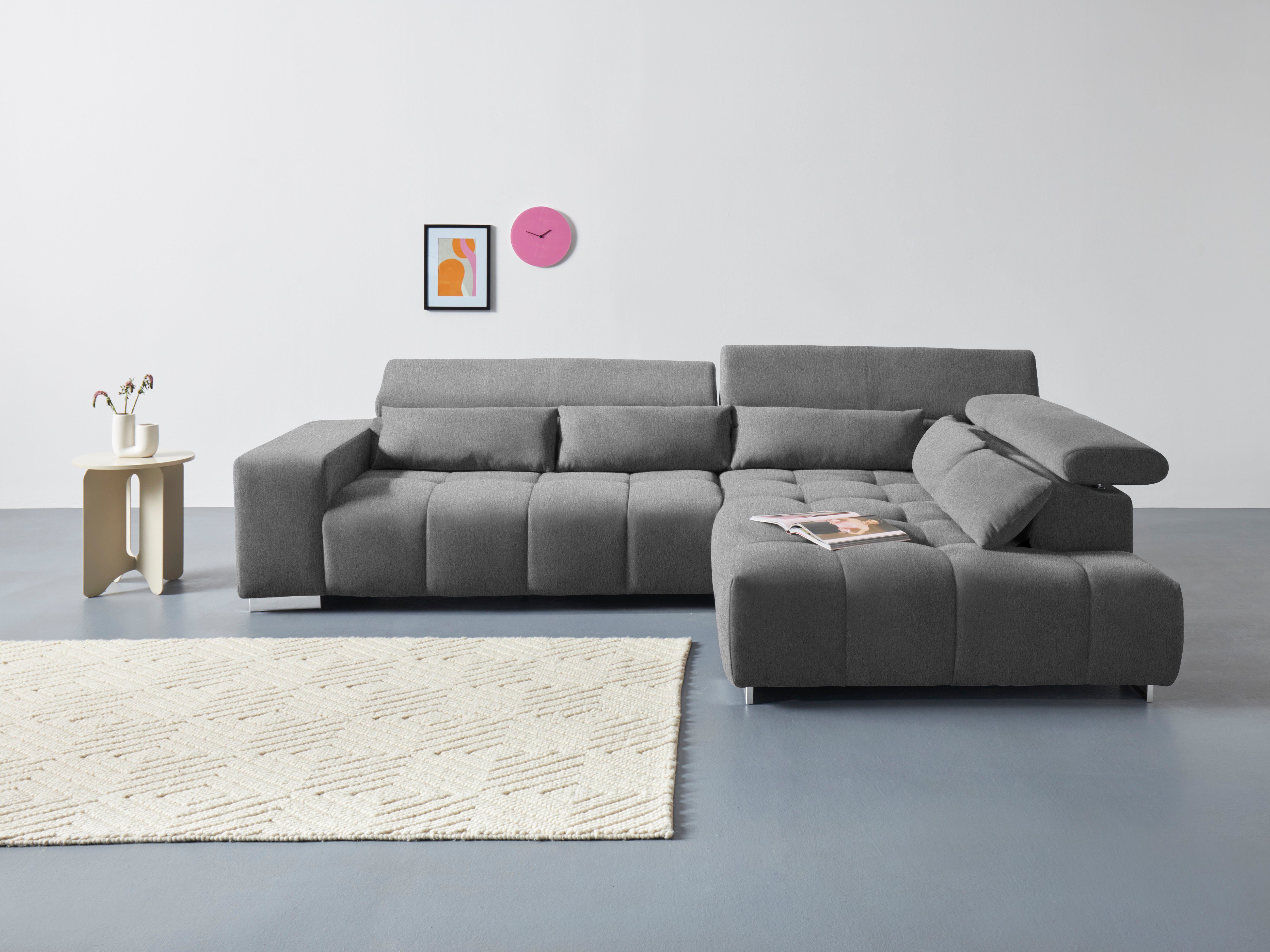 COTTA Ecksofa Orion L-Form, B: 310 cm, Kopfteilverstellung & 5 Nierenkissen