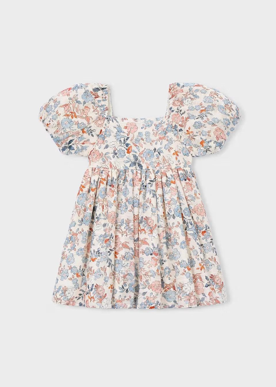 Mayoral Sommerkleid Mädchen Kleid – Baumwollkleid mit floralem Alloverprint, Creme