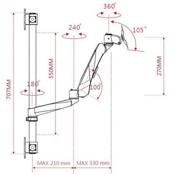 SpeaKa Professional SuperFlex Monitorhalter höhenverstellbar, Monitor-Halterung, (Gasdruck-Technik, Ausziehbar)