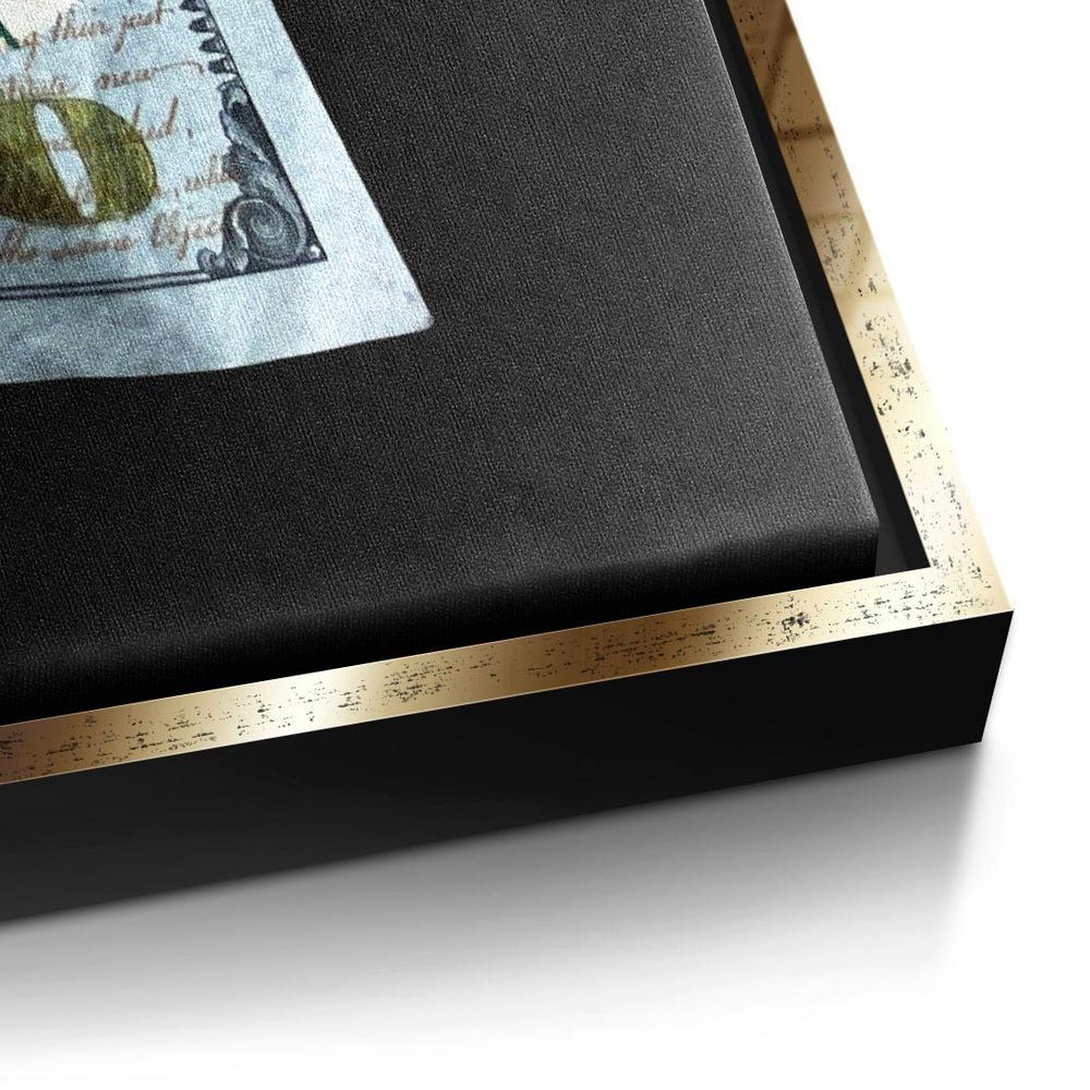Premium goldener Rahmen Motivationsbild V1 DOTCOMCANVAS® Leinwandbild, Money Crumble -
