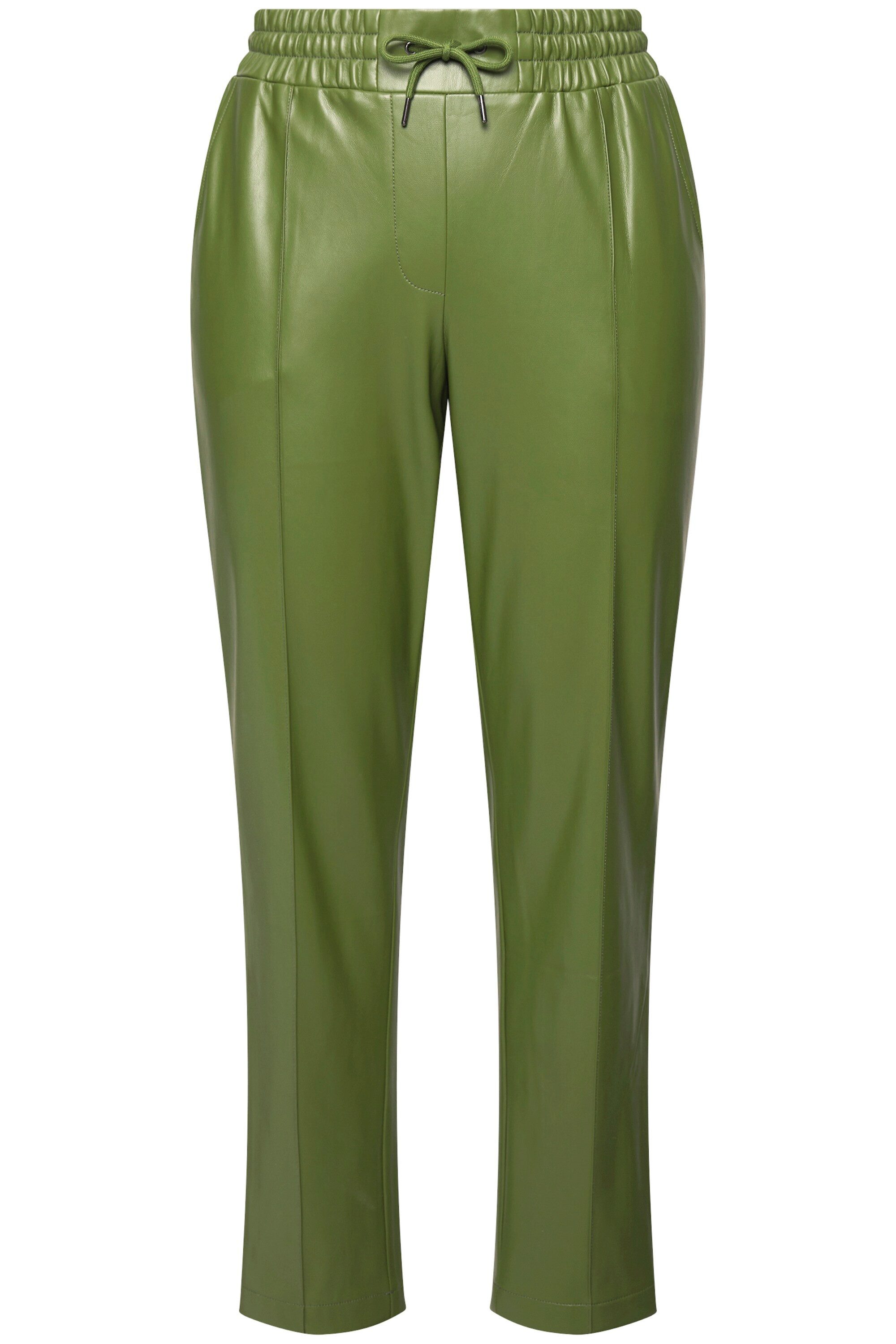 Ulla Popken Schlupfhose 7/8-Hose Lederoptik Biesen Elastikbund günstig online kaufen