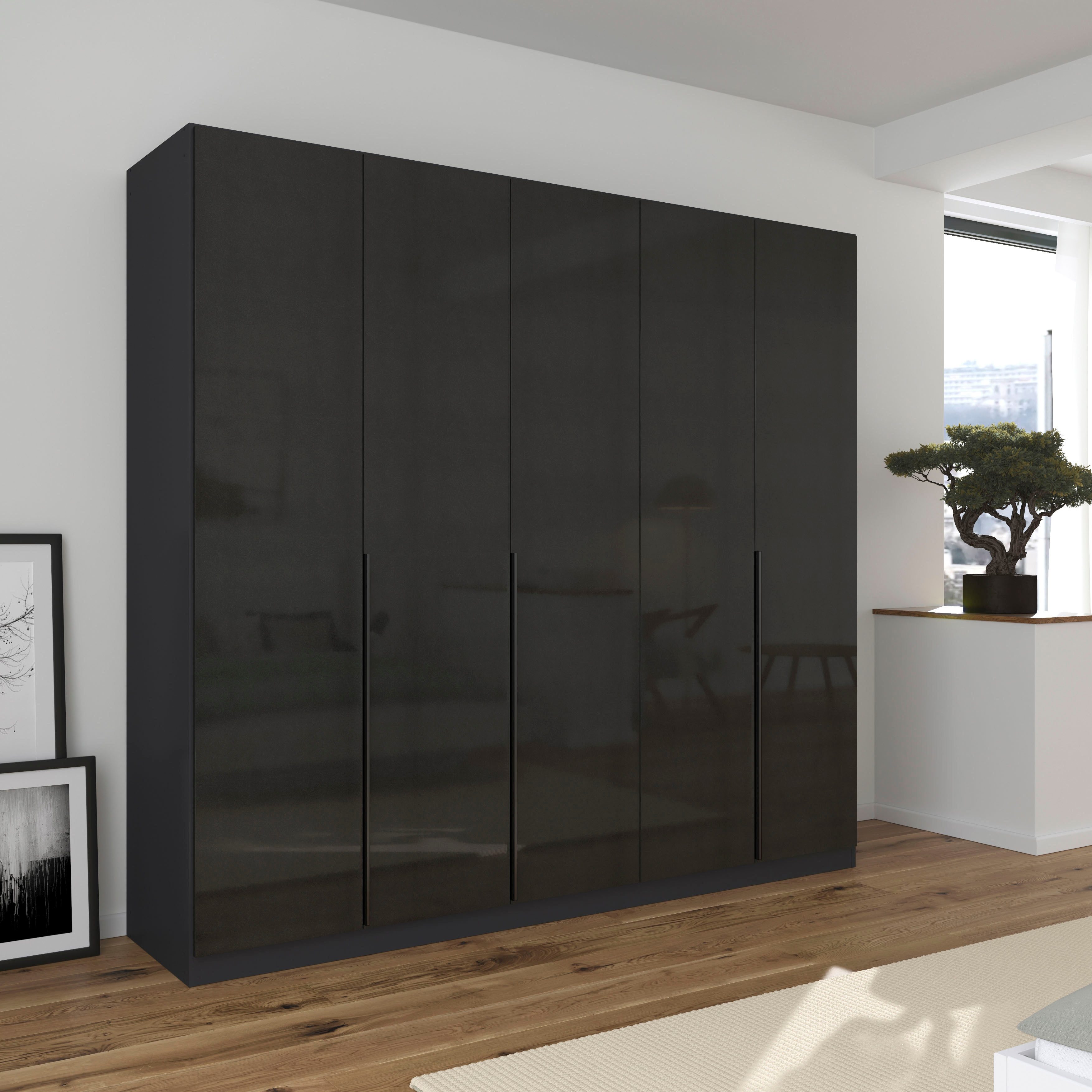 OTTO home Drehtürenschrank Kleiderschrank Schrank Garderobe AGORDO Schlafzimmer (in zwei Griff-Farben, Breiten 91-405 cm, Dekor- oder Hochglanzfront) durchdachte Innenausstattung, in 8 Breiten und 2 Höhen MADE IN GERMANY