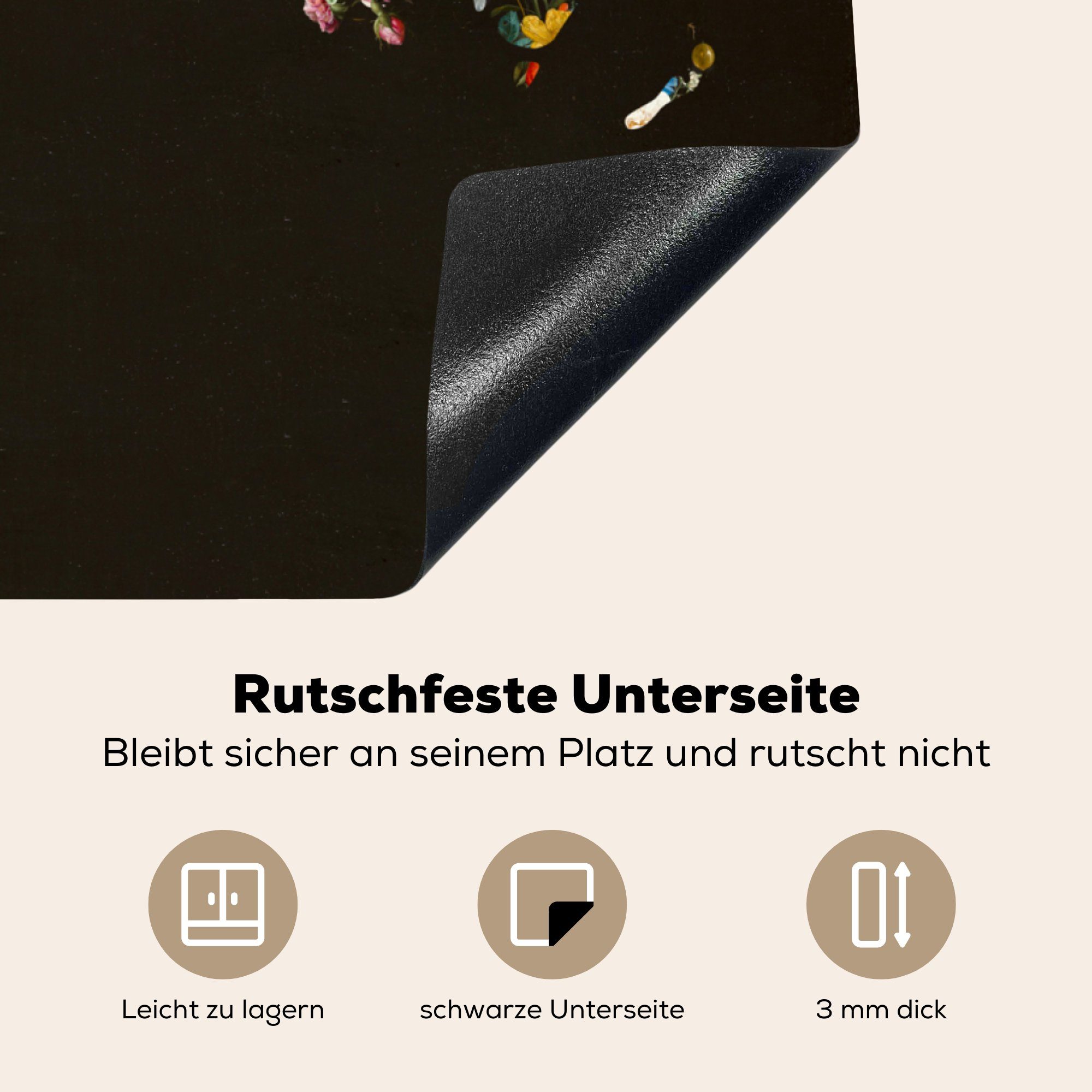 MuchoWow Herdblende-/Abdeckplatte Weltkarte - küche - 78x78 - Blumen, cm, Vinyl, Rosen für Lilie Ceranfeldabdeckung, Arbeitsplatte tlg), (1