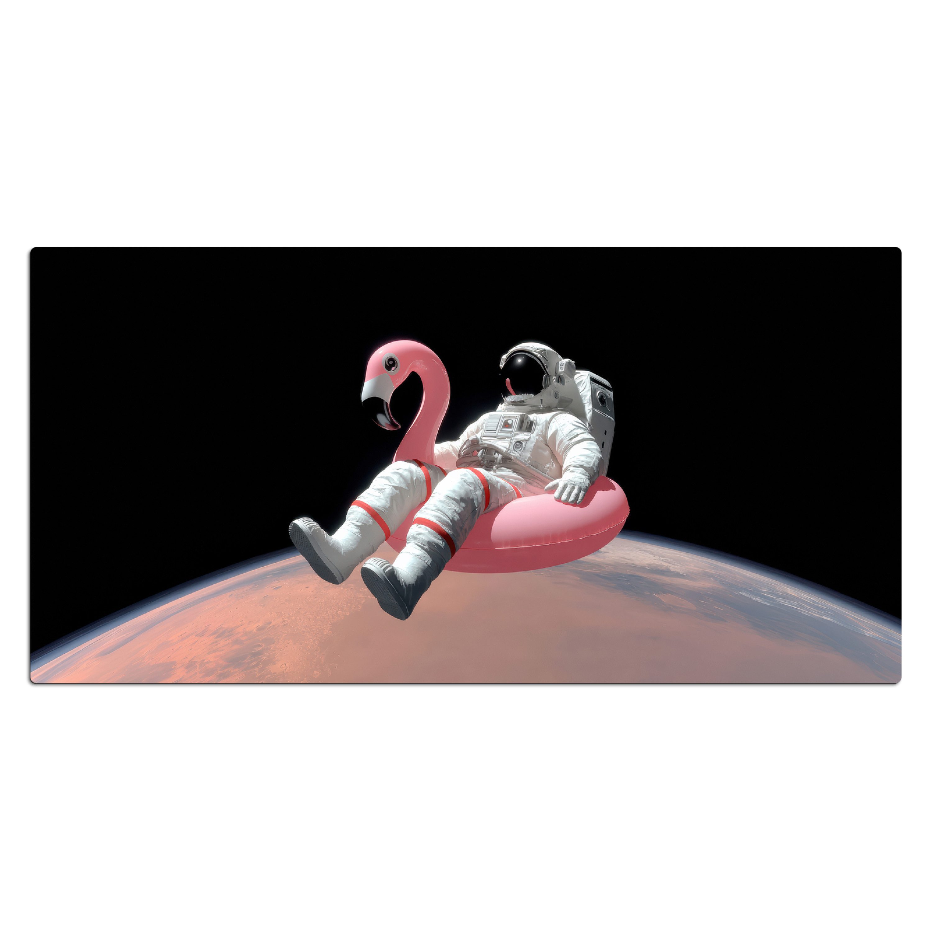 MuchoWow Gaming Mauspad Astronaut - Flamingo - Schwimmband - Rosa (1-St), Gaming Mauspad XXL, Schreibtischunterlage, Desk Mat Groß, 80x40 cm