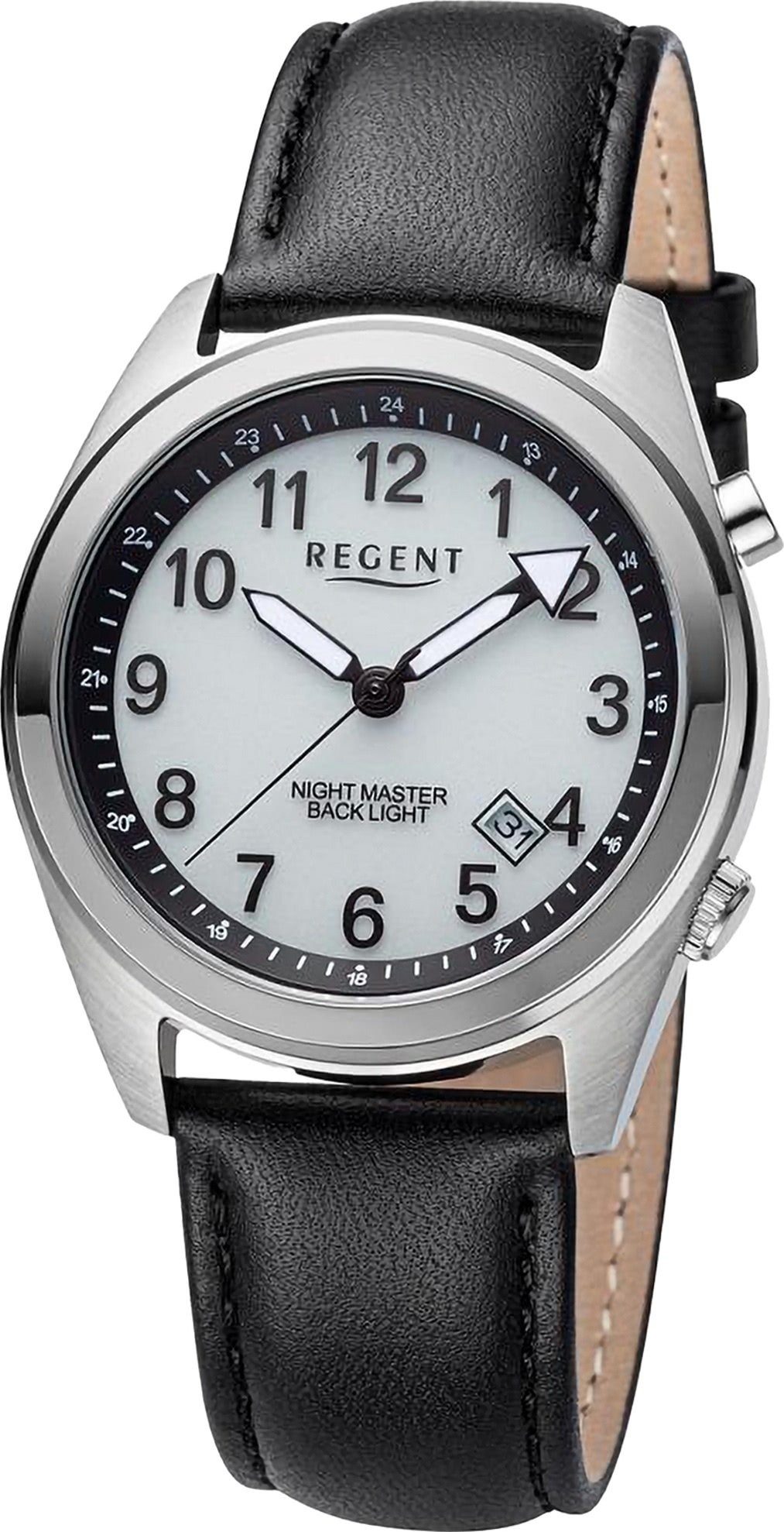 (ca. Regent Herren 37,6mm), Armbanduhr Quarzuhr Uhrzeit Analog, groß Regent Armbanduhr rund, extra Herren Lederarmband,