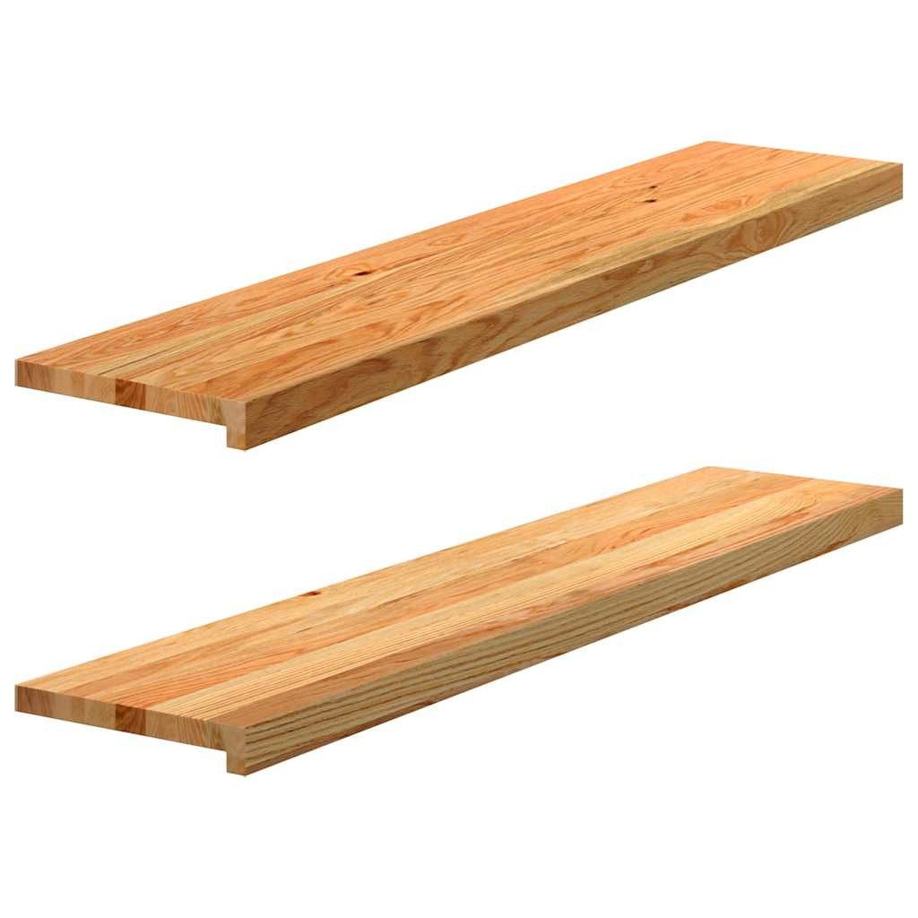 vidaXL Fensterbank, Fensterbänke 2 Stk. Hellbraun 120x30x2 cm Massivholz Eiche