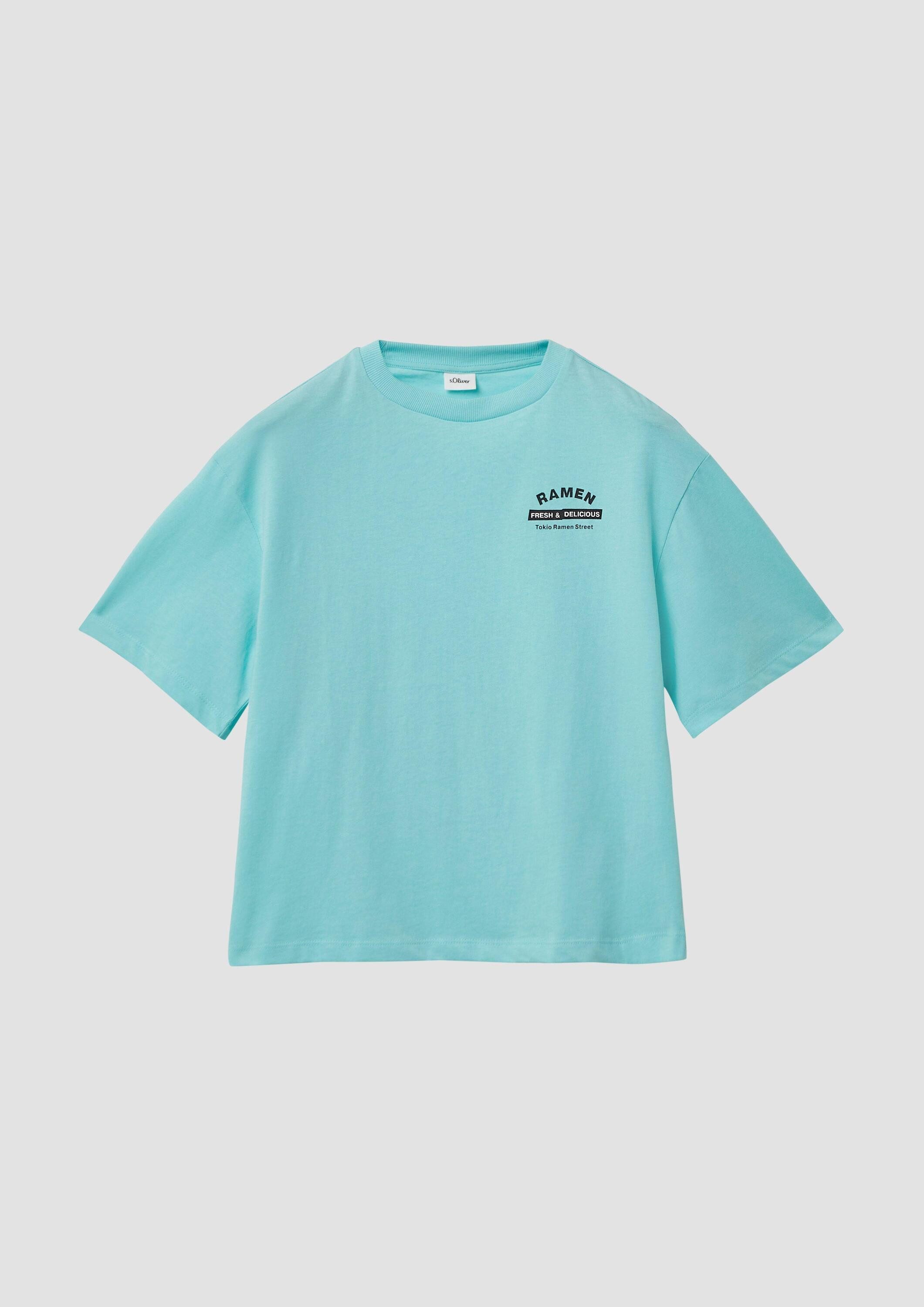 s.Oliver Kurzarmshirt T-Shirt Boxy T-Shirt mit Front- und Rückenprint