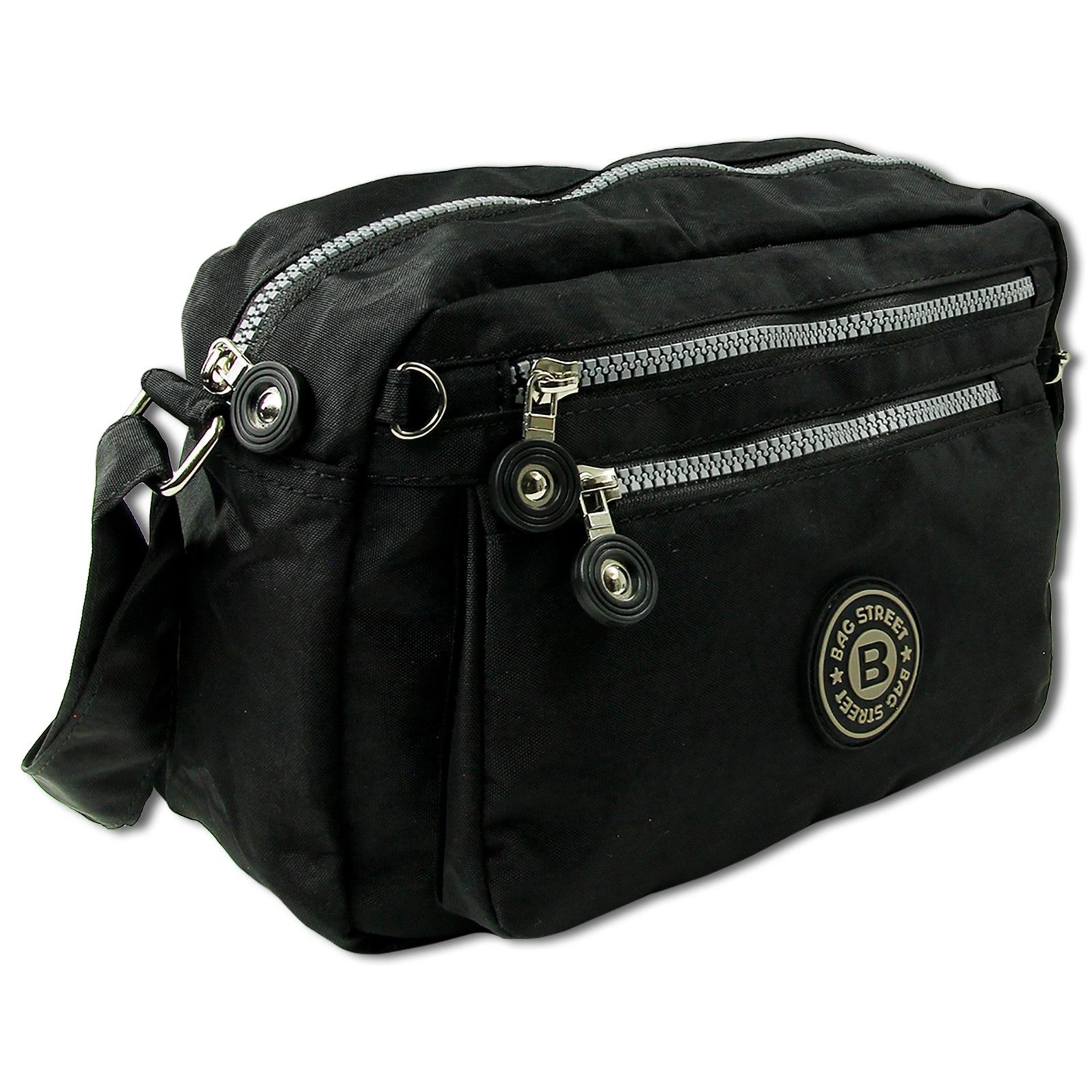 BAG STREET Umhängetasche Bag Street Nylon Umhängetasche schwarz (Umhängetasche), Damen, Jugend Umhängetasche Nylon, schwarz ca. 25cm x ca. 17cm