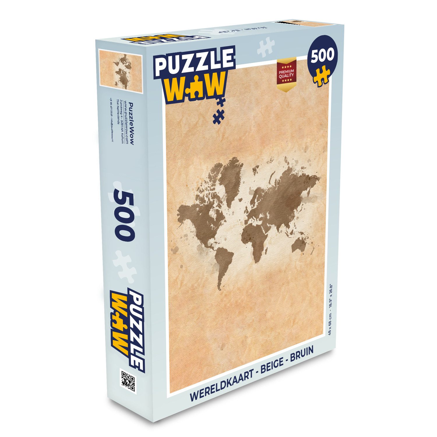 MuchoWow Puzzle Weltkarte - Beige - Braun, 500 Puzzleteile, Foto-Puzzle, Bilderrätsel, Puzzlespiele, Spielzeug