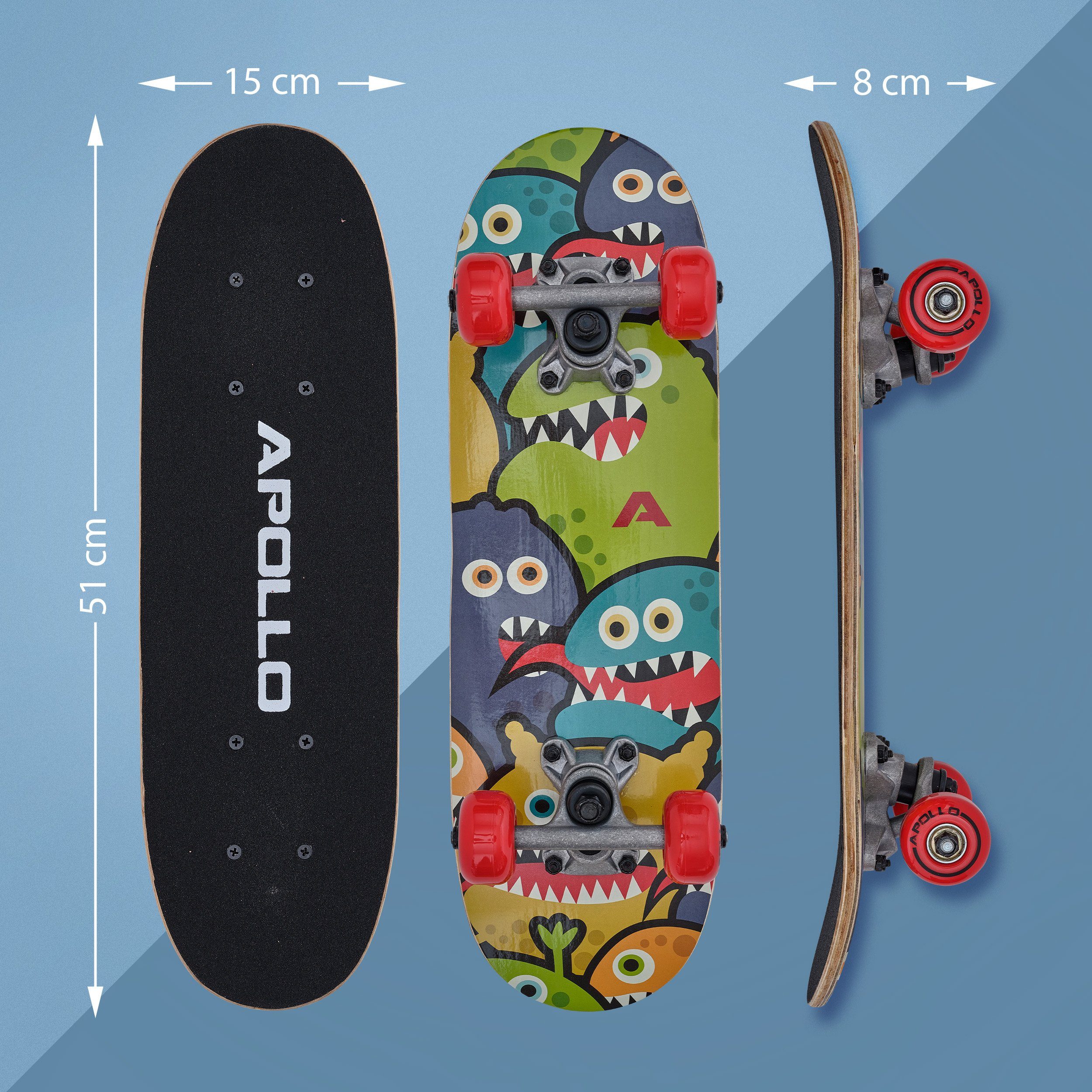 Apollo Skateboard Kinderskateboard 20" Kinder, Longboard, ABEC 3 und Aluminium Achsen – Bild 5 von 5