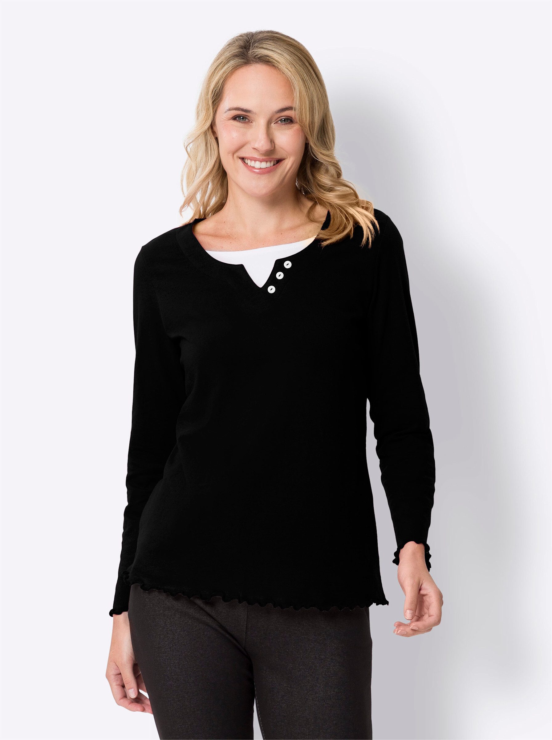 Sieh an! T-Shirt 2-in-1-Langarmshirt . günstig online kaufen