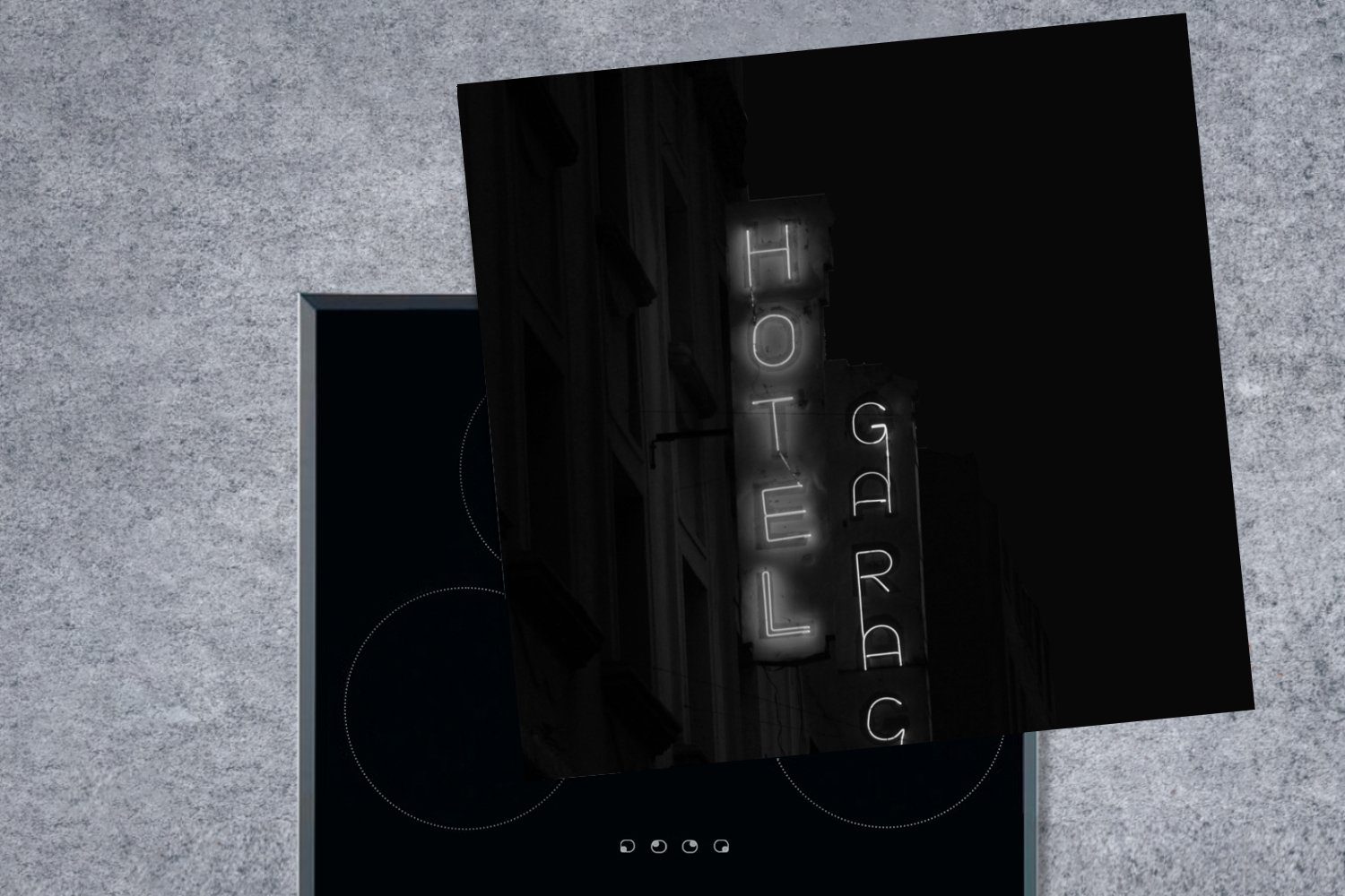 (1 MuchoWow cm, küche Hotels Herdblende-/Abdeckplatte Film Neonlichter noir, eines für Arbeitsplatte 78x78 im tlg), Vinyl, Ceranfeldabdeckung,