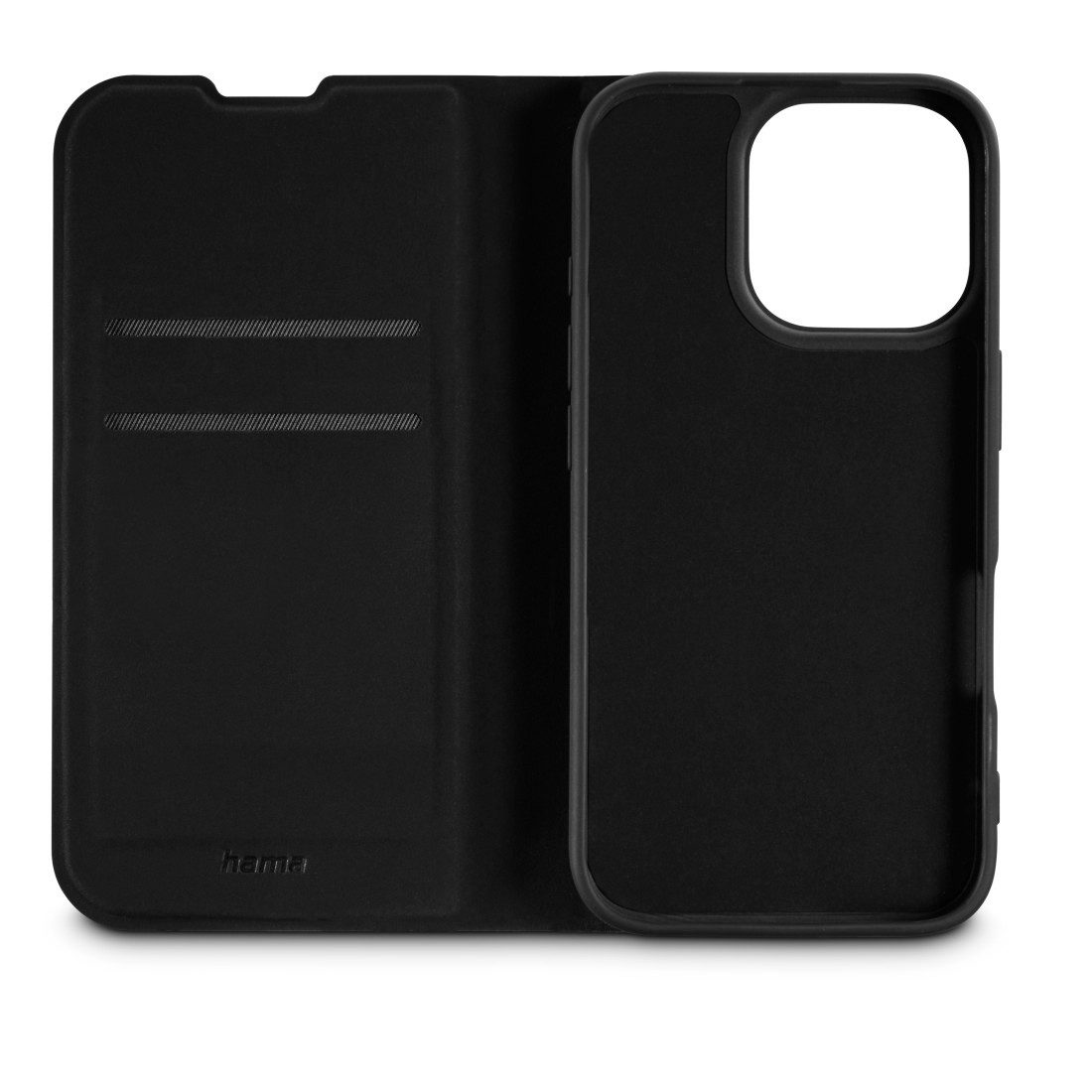Hama Smartphone-Hülle Handytasche Booklet für Apple iPhone 16 mit Kartenfächer, Schwarz, Standfunktion, Kartenfächer