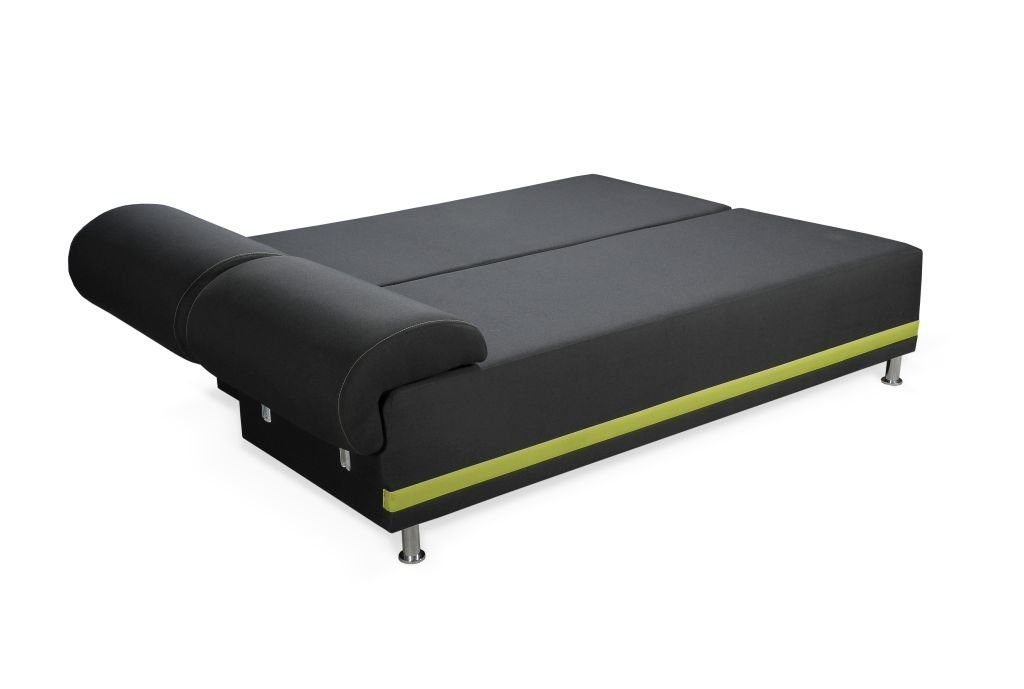 Bettkasten Polstergarnitur in Rückenkissen, 3-Sitzer Fun 3-1-1 Violett und Schlaffunktion Stoff, MIKA Designersofa Möbel 5 3-tlg), (inkl. Sofaset beim