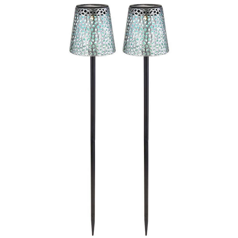 GLOBO LIGHTING LED Solarleuchte, LED-Leuchtmittel fest verbaut, Warmweiß, 2er Set LED Solar Steckleuchte Gartenleuchte Außen Solar Stecklampe