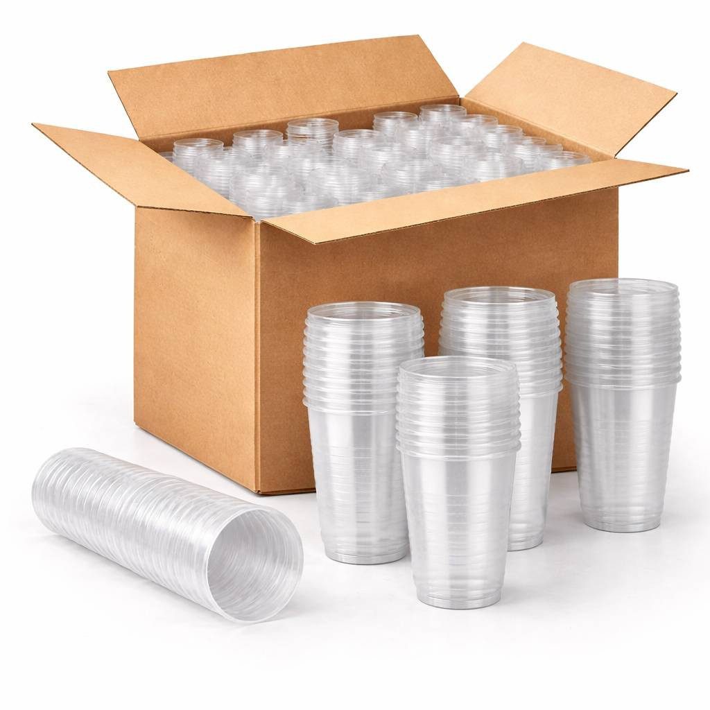 PACKEO Becher Saft Trinkbecher Transparent, mehrweg Becher Partybecher 200 ml, 200-tlg., Getränke Wasserbecher