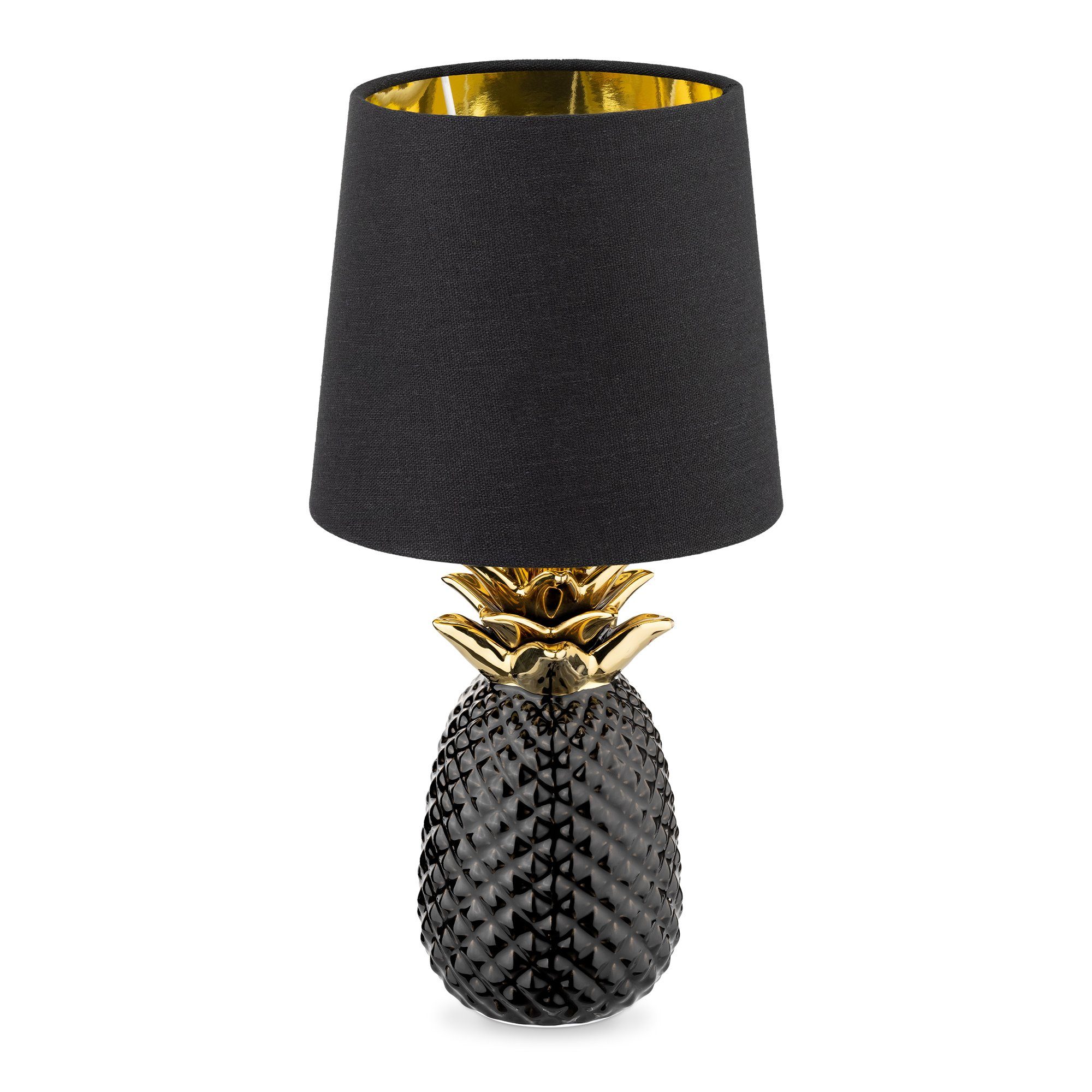 Navaris Tischleuchte Tischlampe Ananas Design - 35cm hoch - Dekolampe mit E14 Gewinde Schwarz