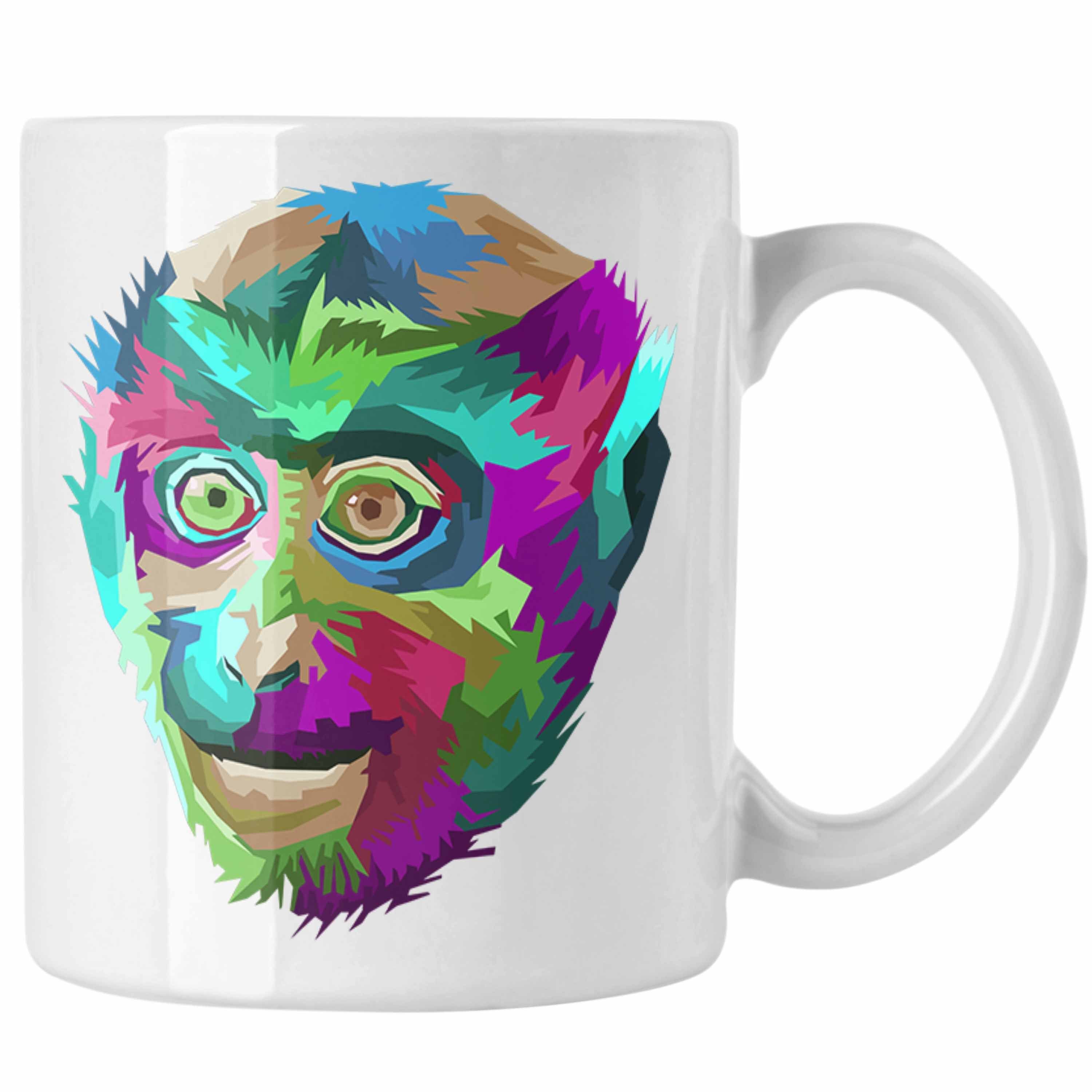 Trendation Tasse Trendation - Makaken Affen Art Tasse Geschenk Polygon Geschenkidee Weiss