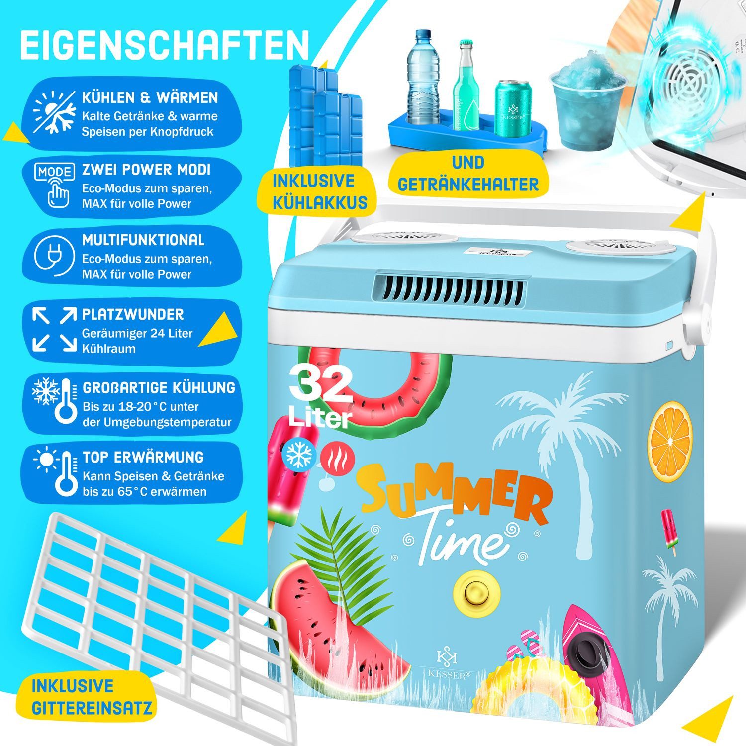 KESSER Kühlbox, 32 l, Thermoelektrische Kühlbox kühlt & wärmt 12V / 230V Mini-Kühlschrank