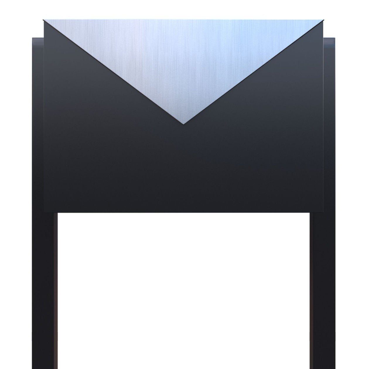 Bravios Briefkasten mit Standbriefkasten Edelstahlklap Letter Schwarz