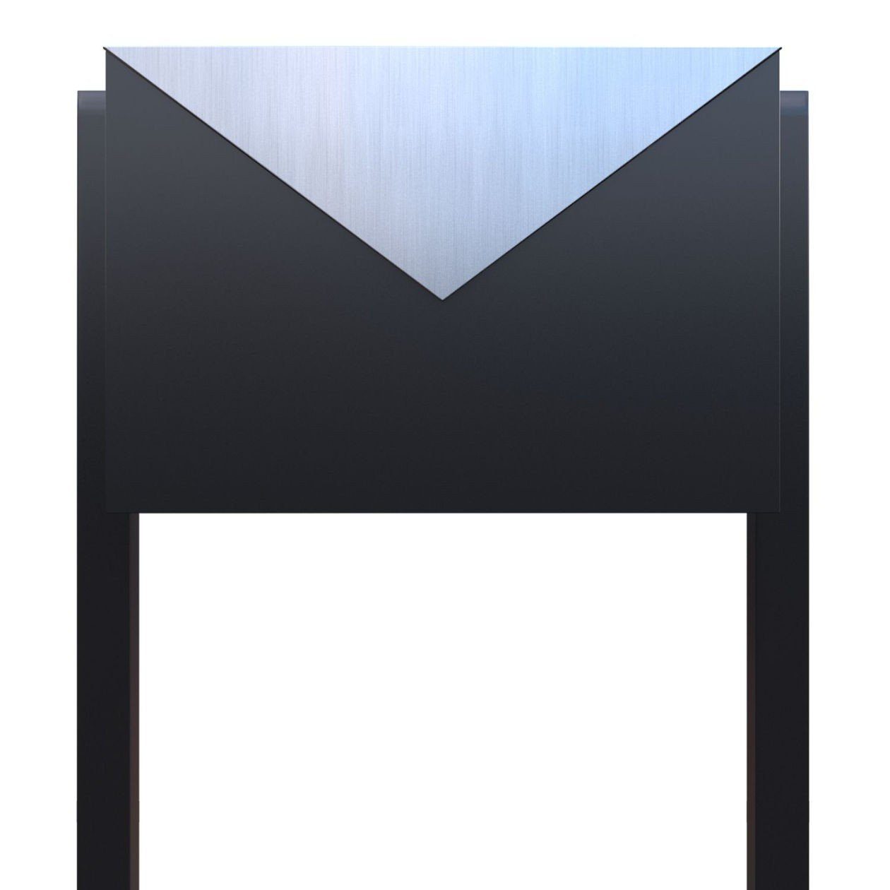 Thumbnail - Bravios Briefkasten Standbriefkasten Letter Schwarz mit Edelstahlklap
