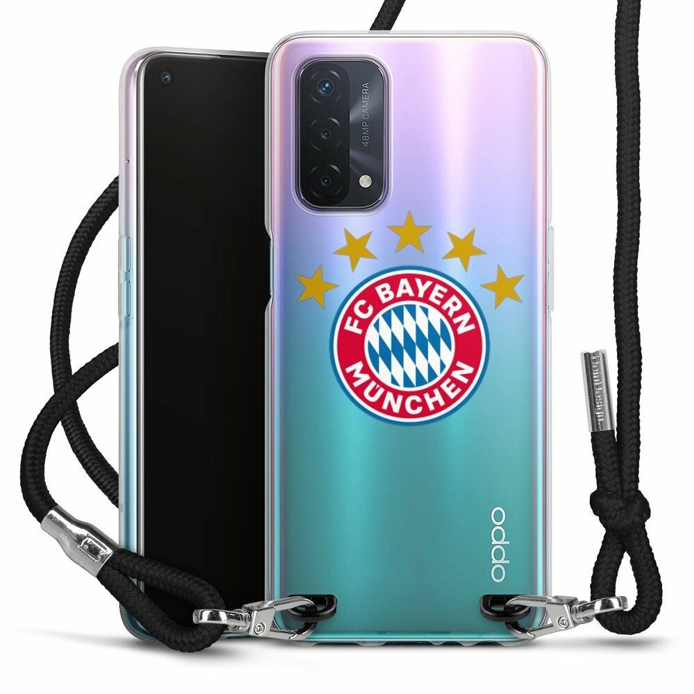 DeinDesign Handyhülle FC Bayern München FCB Sterne FCB Logo mit Sterne -  ohne Hintergrund, Oppo A54 5G Handykette Hülle mit Band Case zum Umhängen