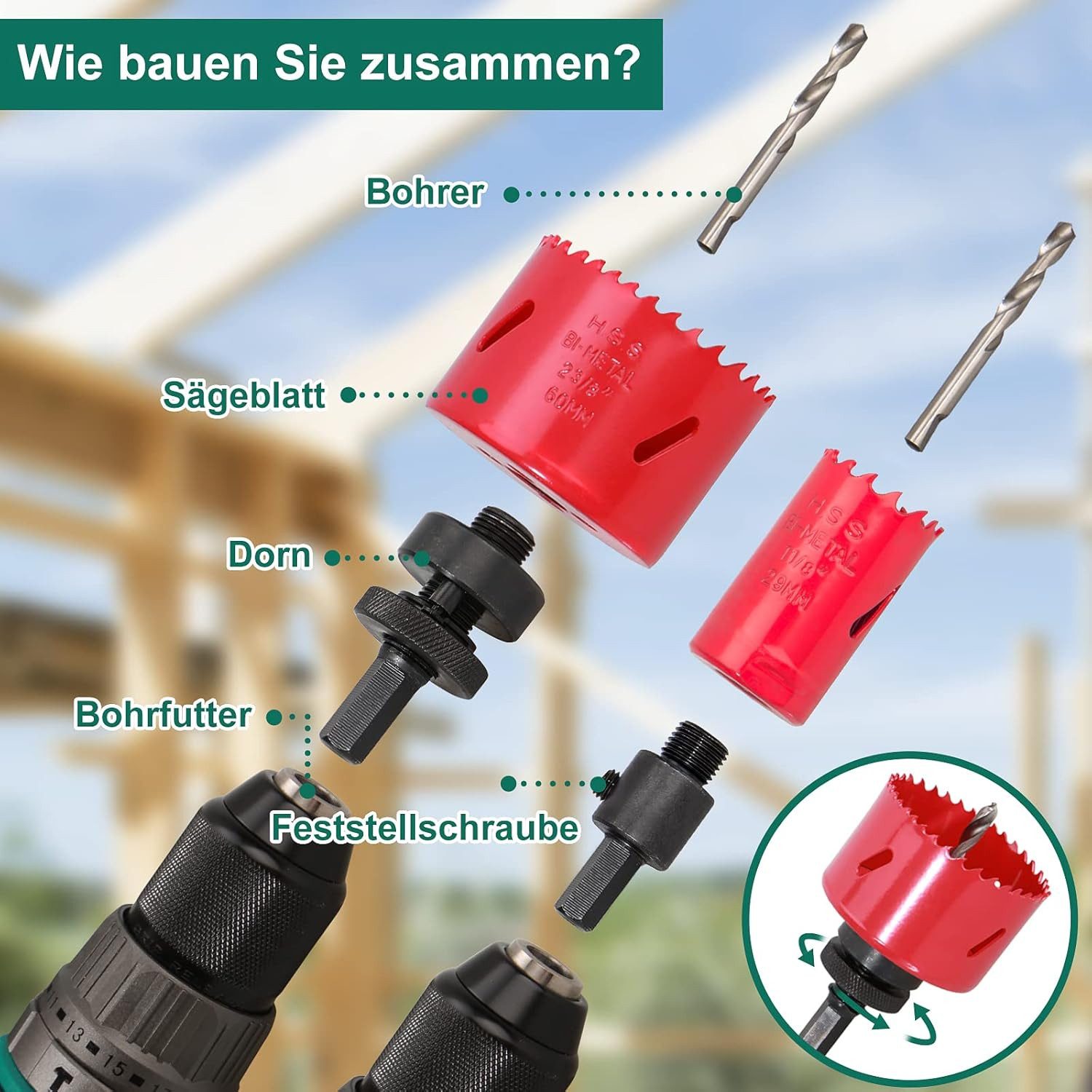HYCHIKA Lochsäge Hychika Bi-Metal Hole Saw Set, 17 piece, Set