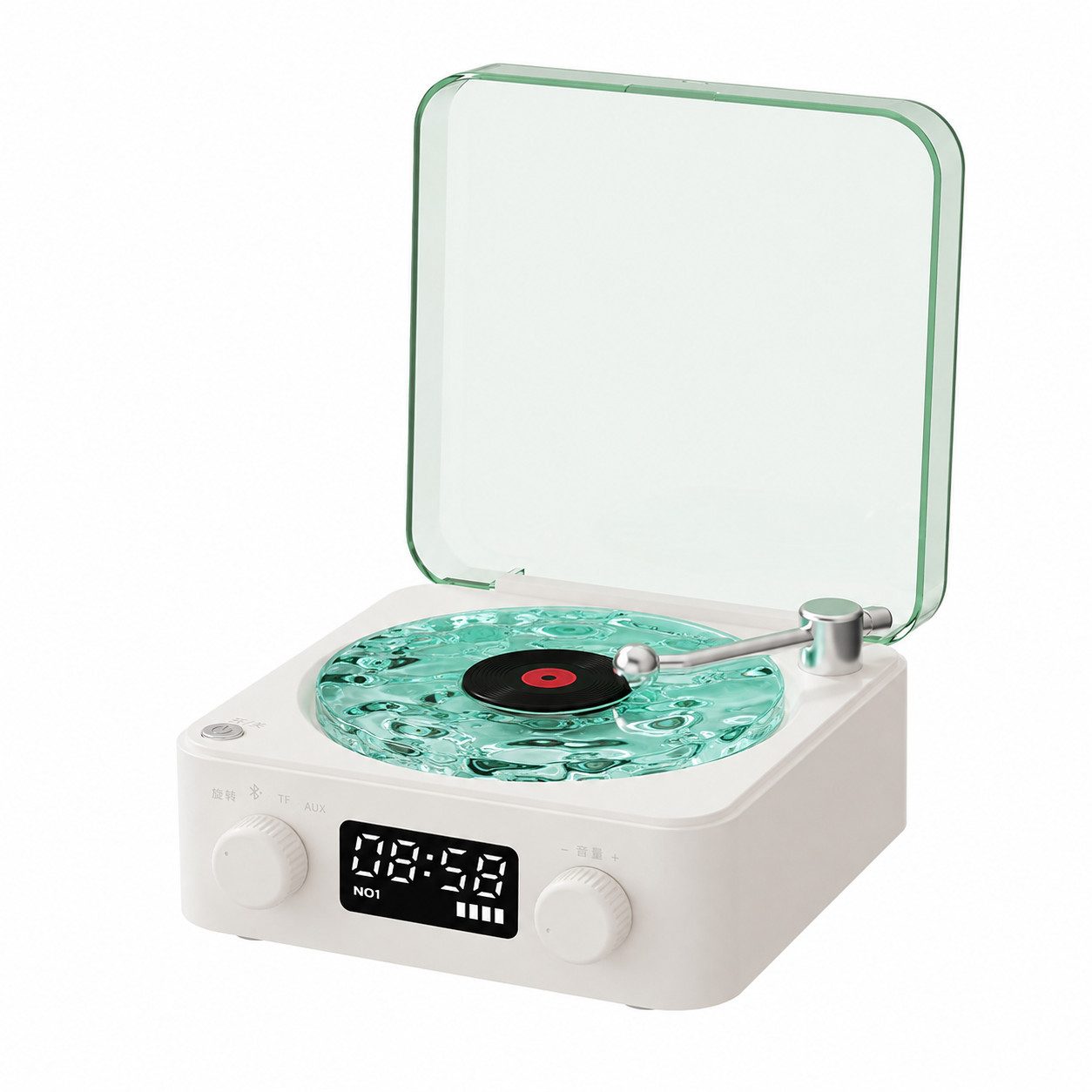 Tekoo Soundmaschine Einschlafhilfe Weißes Rauschen Wasserwellen-Effekt CD-Player (Wellenlicht-Effekt, haptische Drehknöpfe, TF-Slot, Retro-Optik)