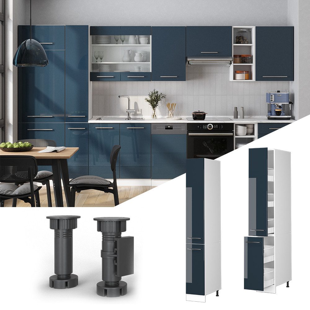 Vicco Hochschrank Fame-Line, Dunkelblau Hochglanz/Weiß, 30 günstig online kaufen