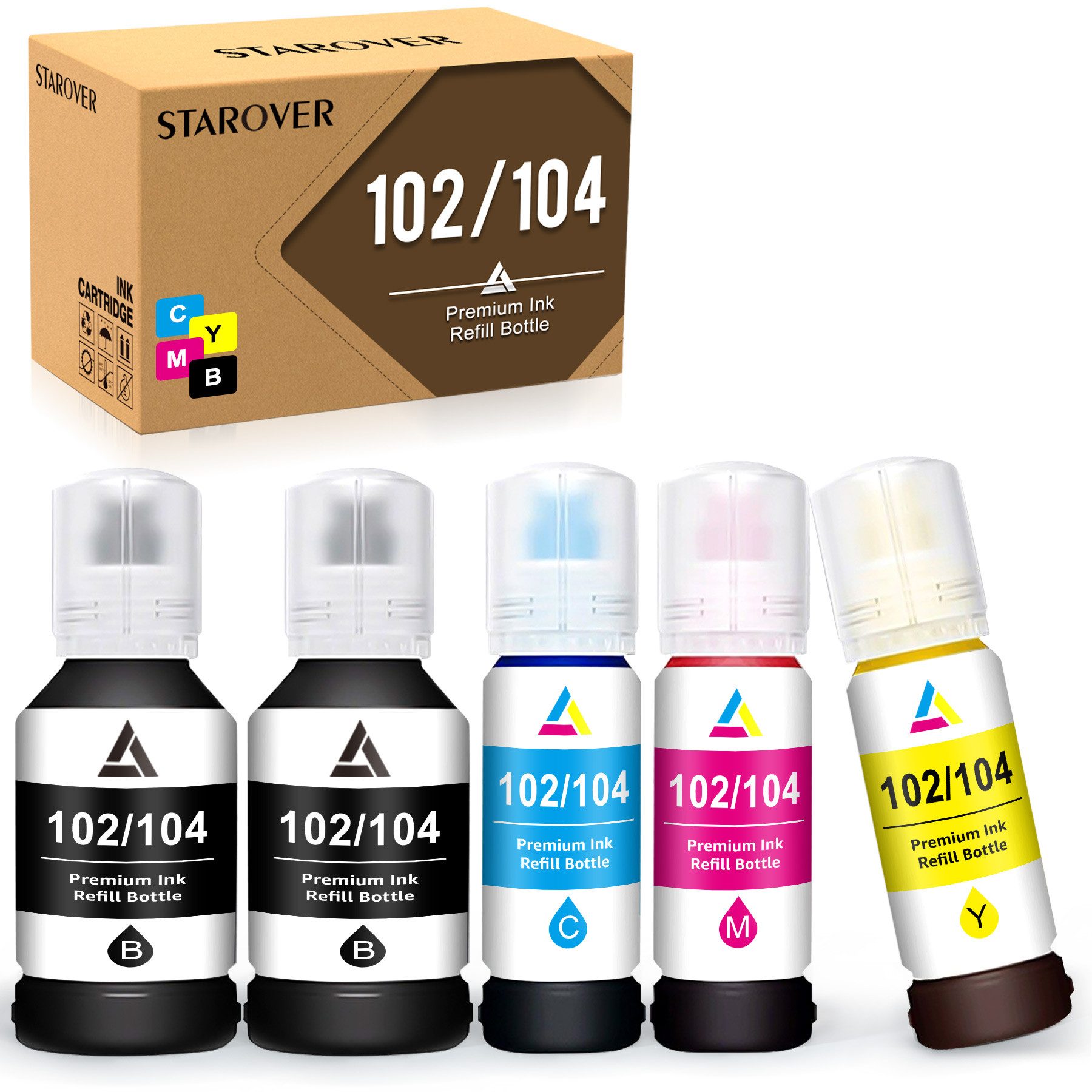 5er Kompatible für EPSON 104 EPSON 102 Ecotank Multipack Nachfülltinte