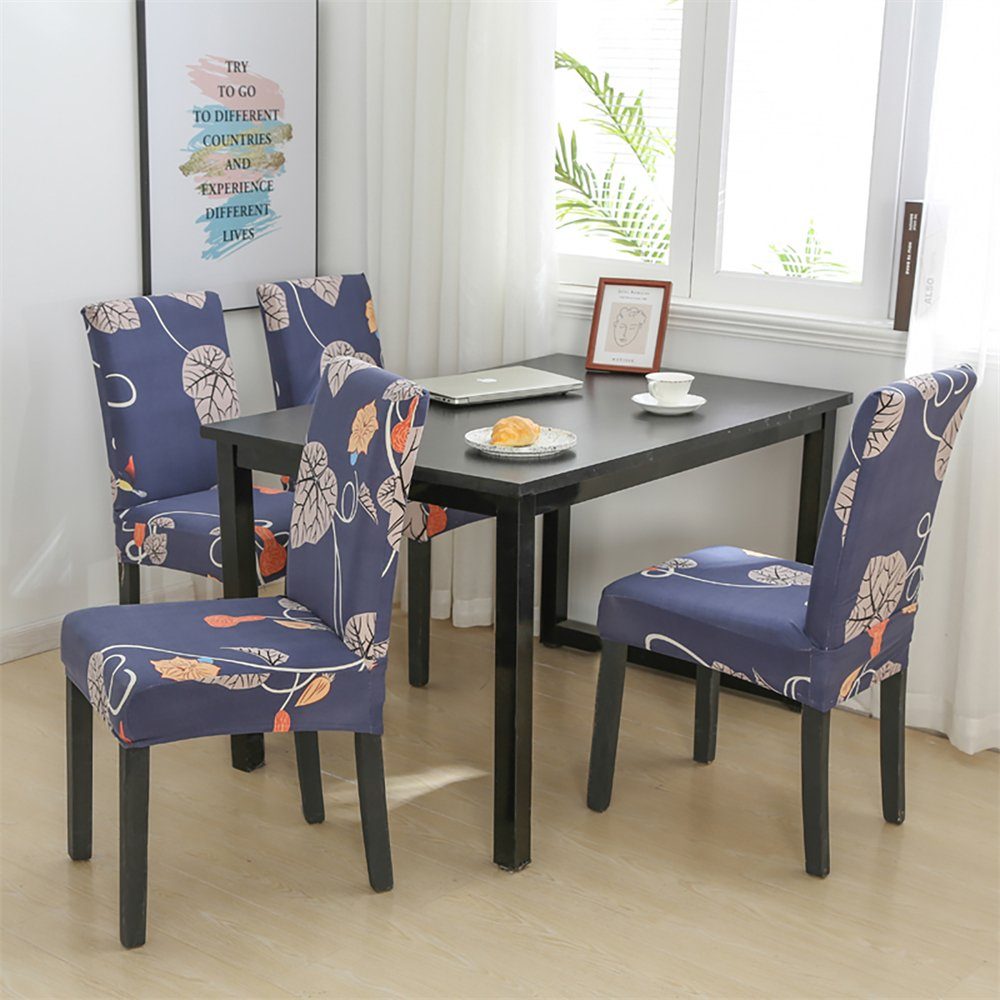 Stuhlhusse, HOMEIDEAS, 2er 6er Set Stühle Schutz Blau 4er Dekoration Stuhlbezug
