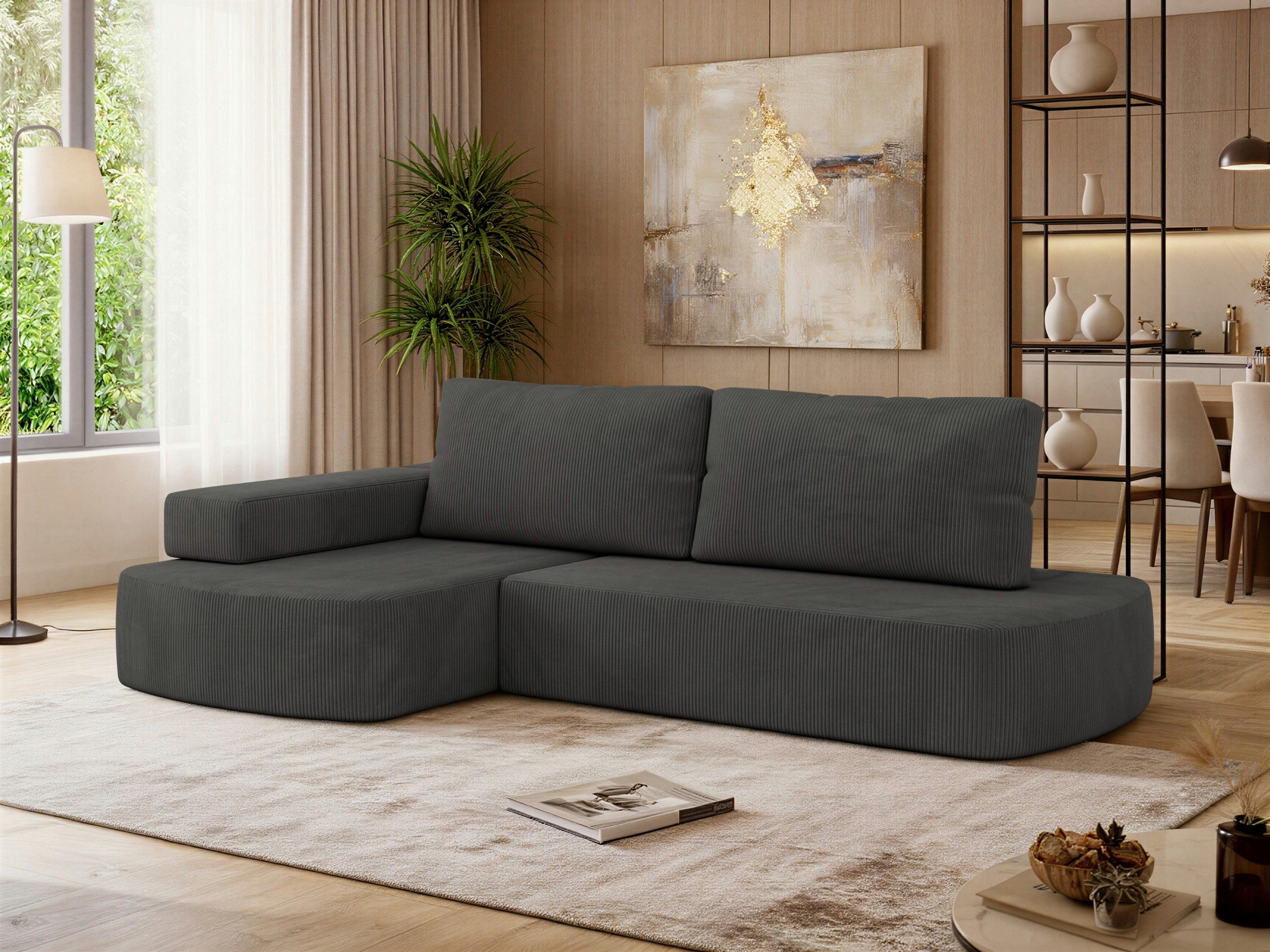 MKS MÖBEL Ecksofa LIRENA L, aus Schaum mit Schlaffunktion, L-Form, Schaumstoffsofa, Schlafsofa, Wohnlandschaft, bodennah, ohne Gestell