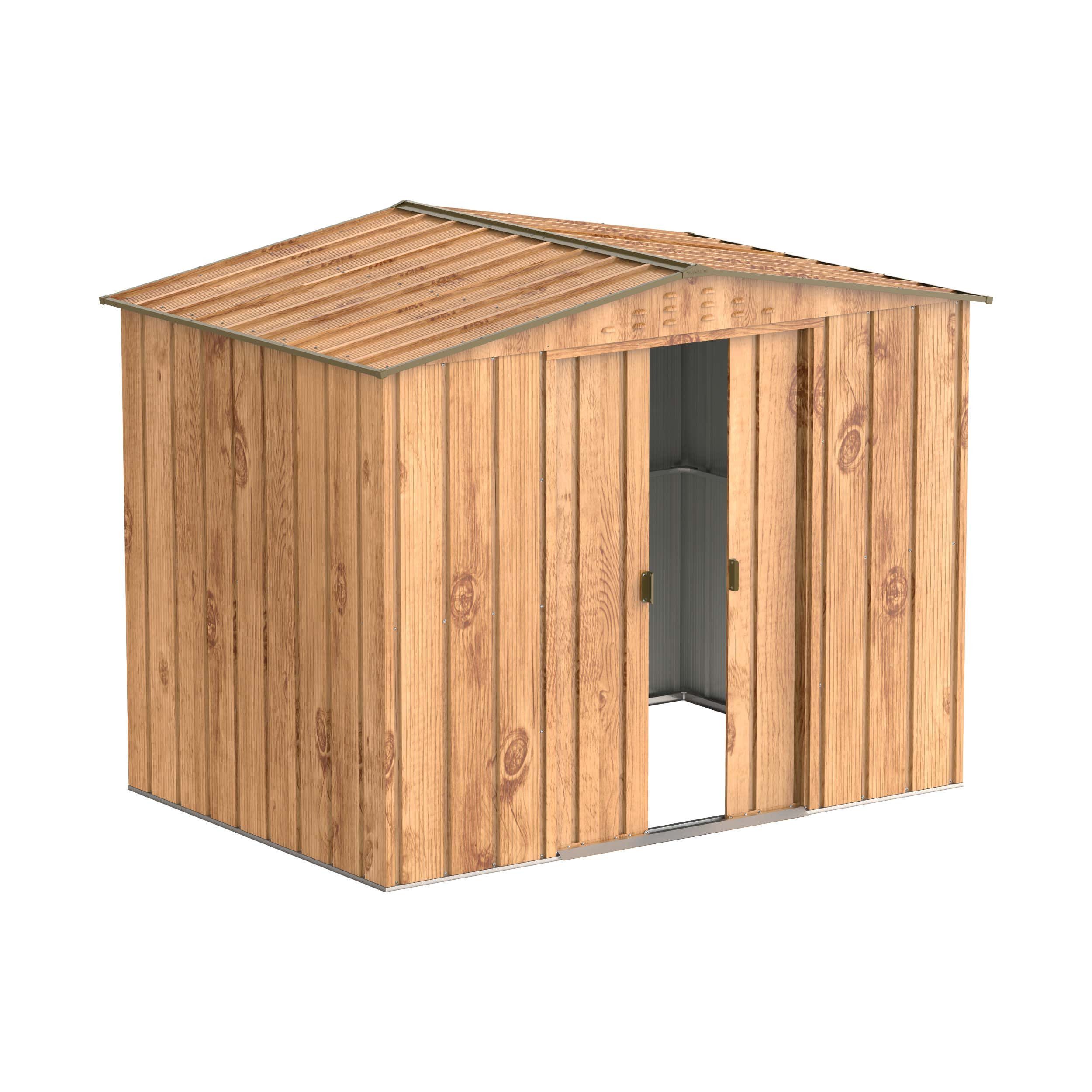 DURAMAX Gerätehaus DURAMAX Metall-2,6x1,8m Holzoptik, BxT: 261,6x183 cm, in Verzinkt mit 0,3mm Wandstärke