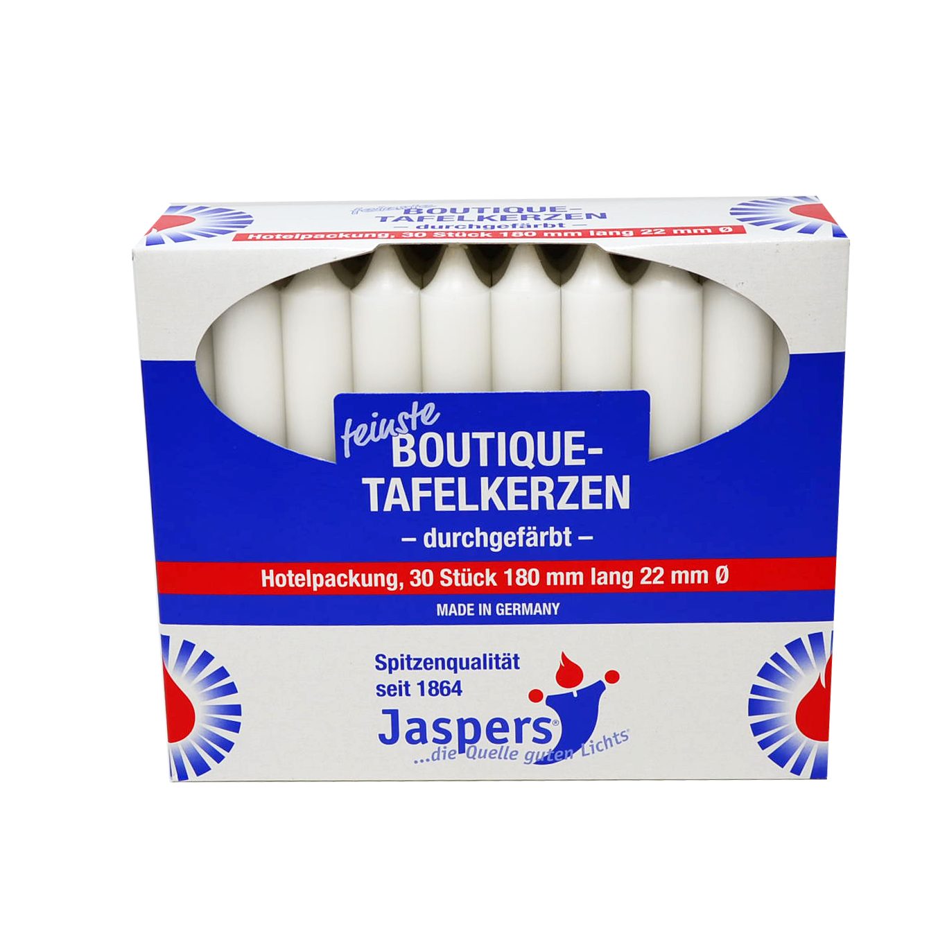 Jaspers Kerzen Tafelkerze Boutique-Kerzen Hotelpackung weiß 30er Pack durch günstig online kaufen
