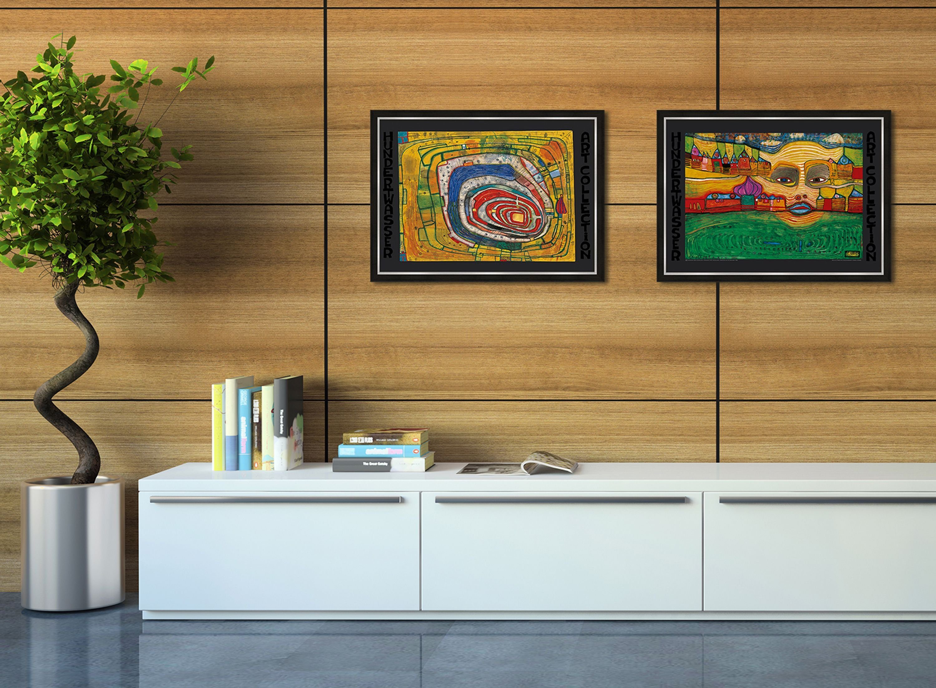 Rahmen Hundertwasser / Wandbild 72x53cm mit / Poster gerahmt artissimo Bild Bild Rahmen mit