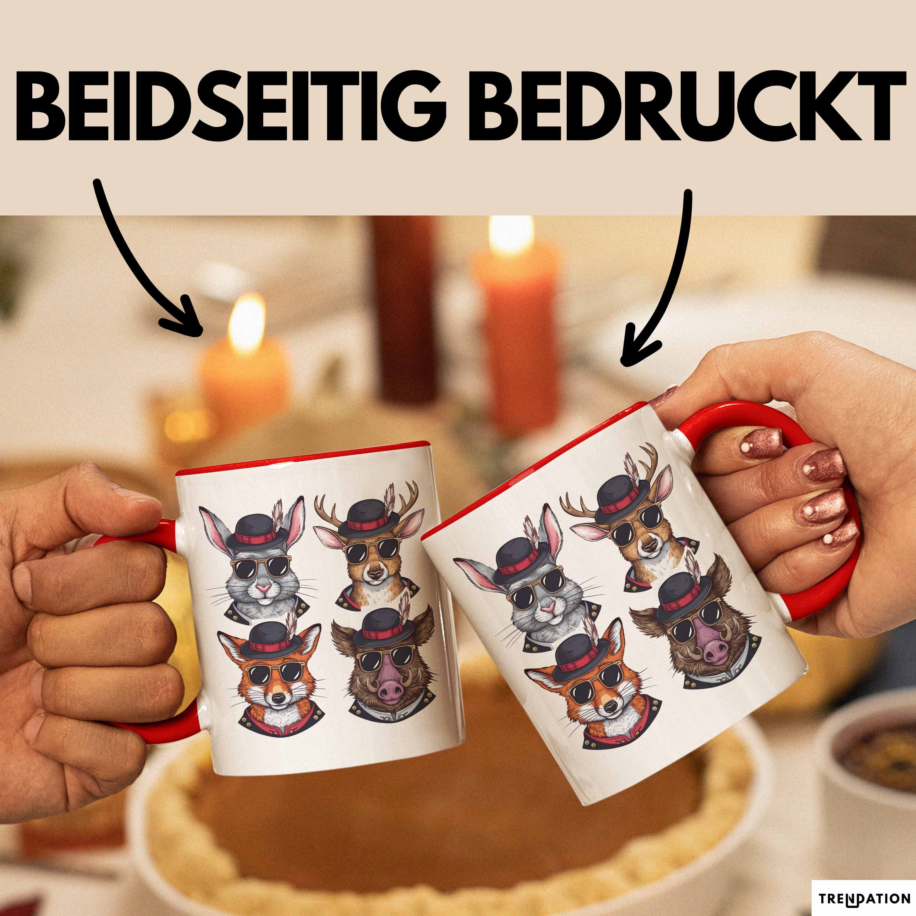Trendation Tasse Jäger Tasse Geschenk Hase Wildschwein Fuchs Geschenkdiee Jagd