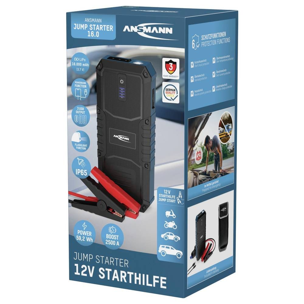 ANSMANN AG Schnellstartsystem Jump Starter 16.0 Amper Schnellstarter 1900-0130 Energiestation