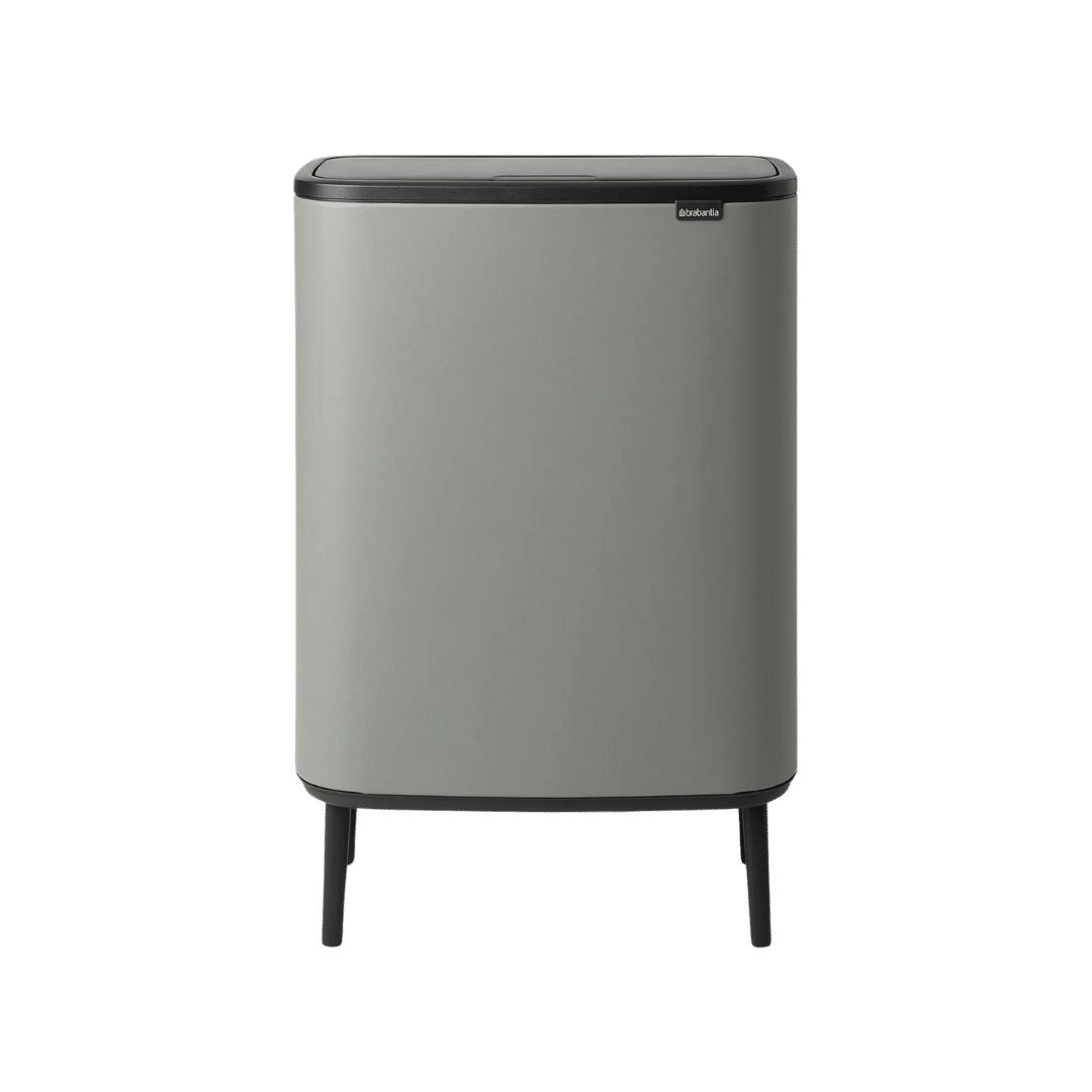Brabantia Mülleimer Bo Touch Bin Hi 60l mit Kunststoffeinsatz Grau, 10 Jahre Herstellergarantie